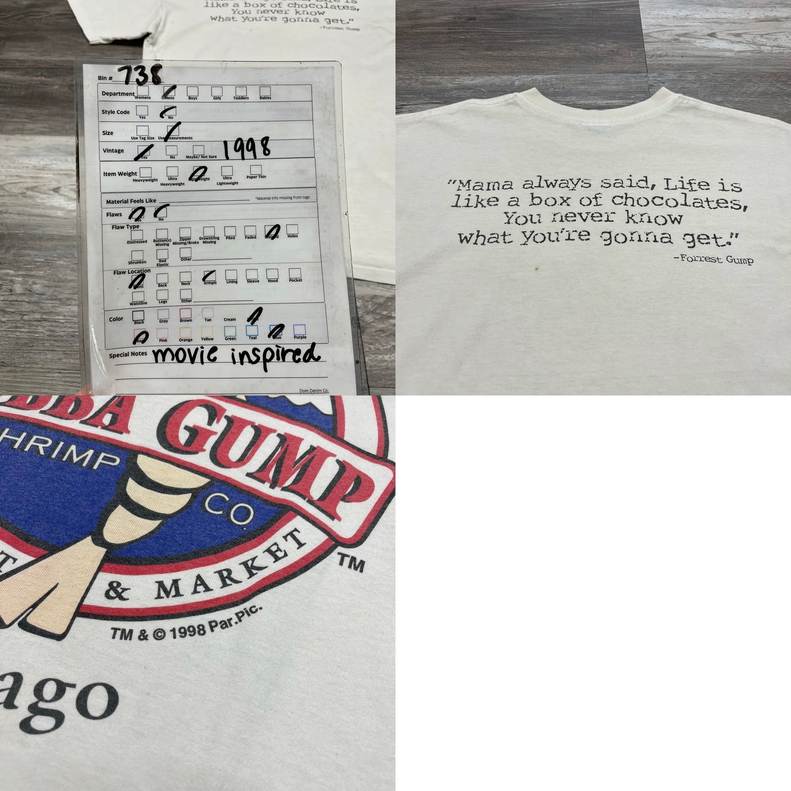 CO VINTAGE Bubba Gump Shrimp Co Chicago White Men L Forrest Gump Movie Tee Shirt Size US L / EU 52-54 / 3 - 8 Thumbnail