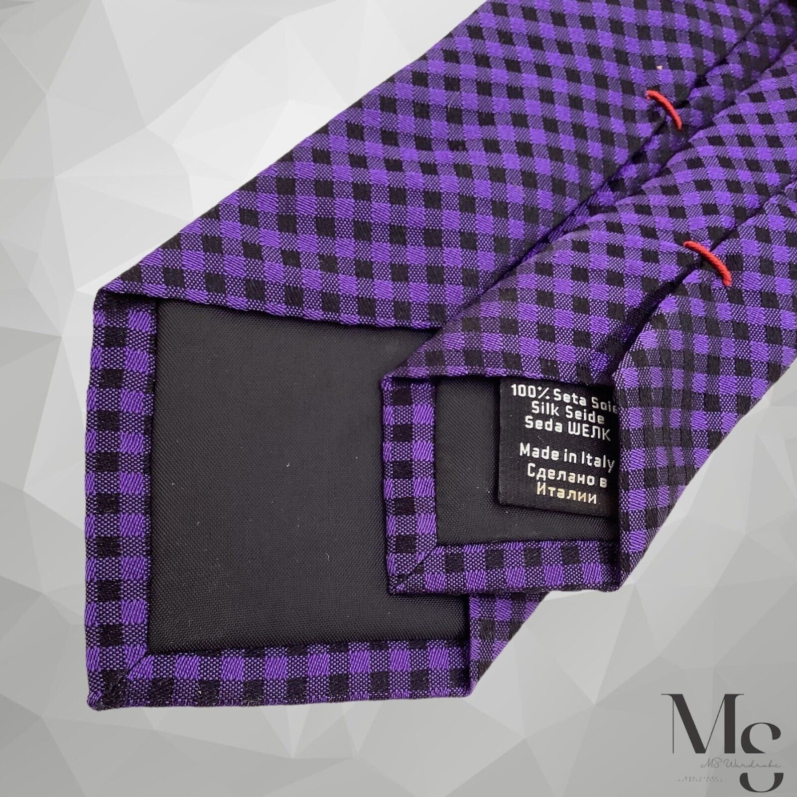 Hugo Boss BOSS HUGO BOSS Red Tag Purple Plaids & Checks Silk Tie Made Size ONE SIZE - 3 Thumbnail