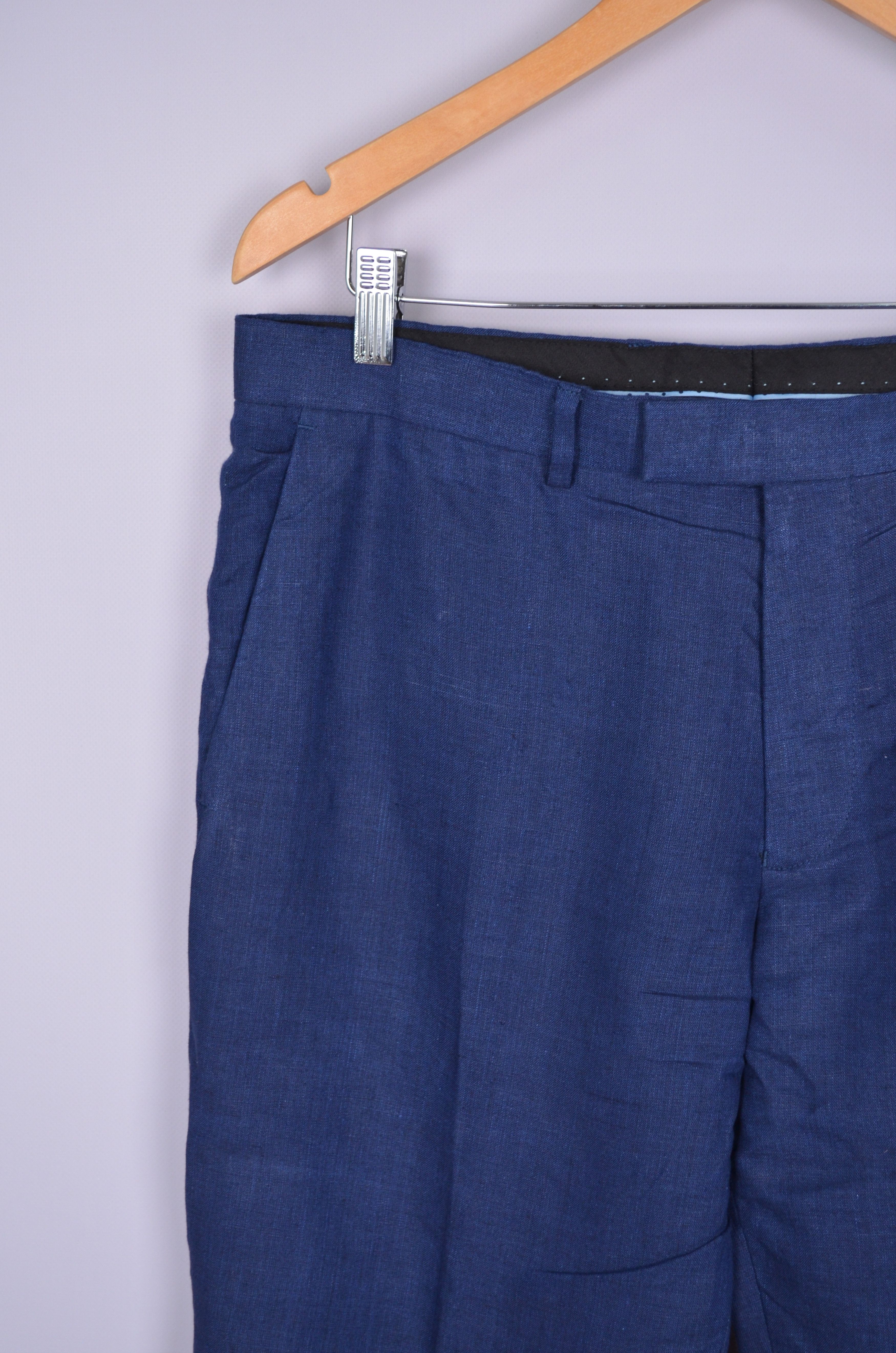 Designer × New & Lingwood New & Lingwood Navy Pleated Linen Pants Trousers W34 L32 Size US 34 / EU 50 - 3 Thumbnail