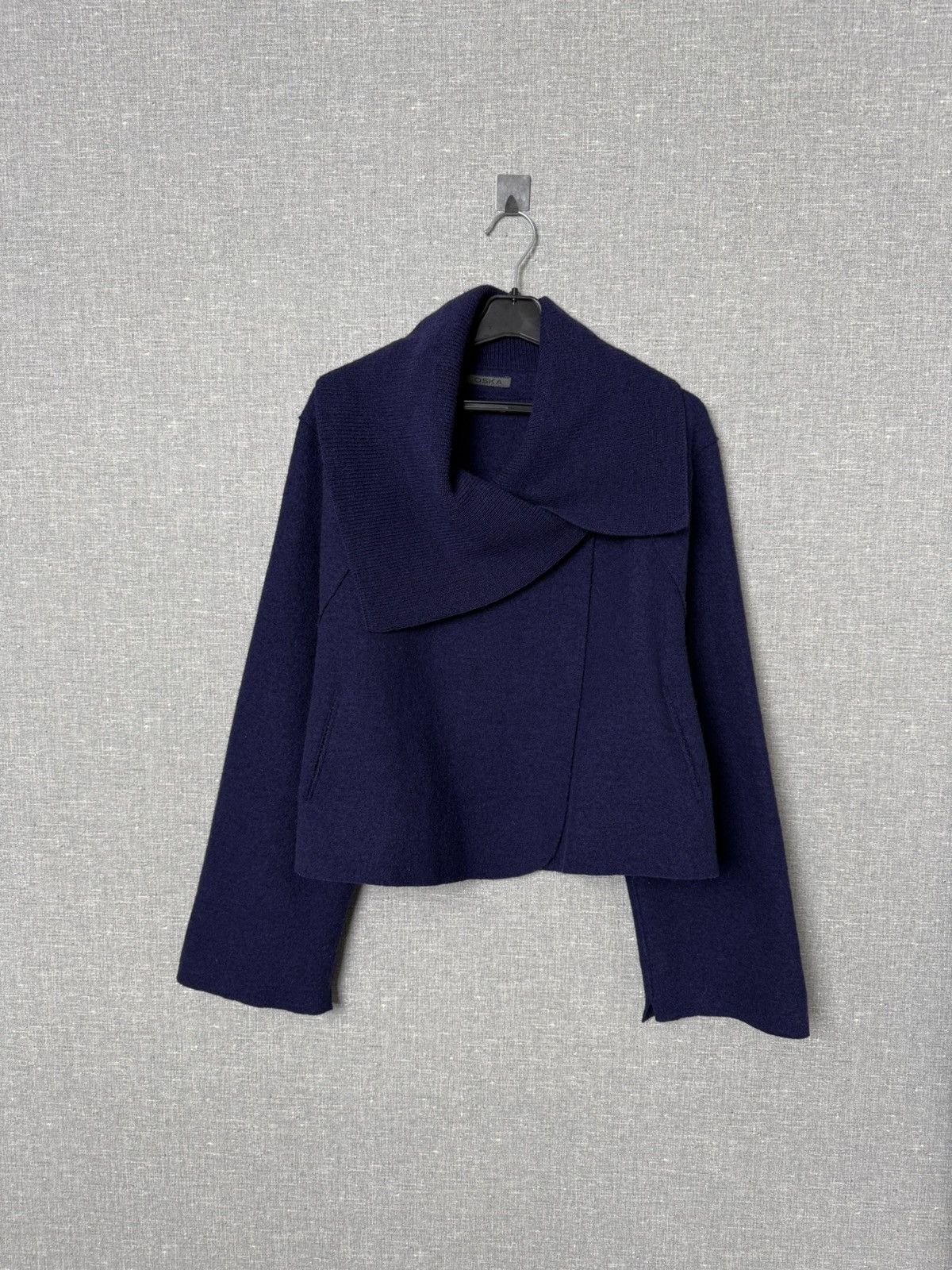 OSKA Oska Boiled Wool Jacket Shawl Collar Deep Navy Cropped Coat Size M / US 6-8 / IT 42-44 - 1 Thumbnail