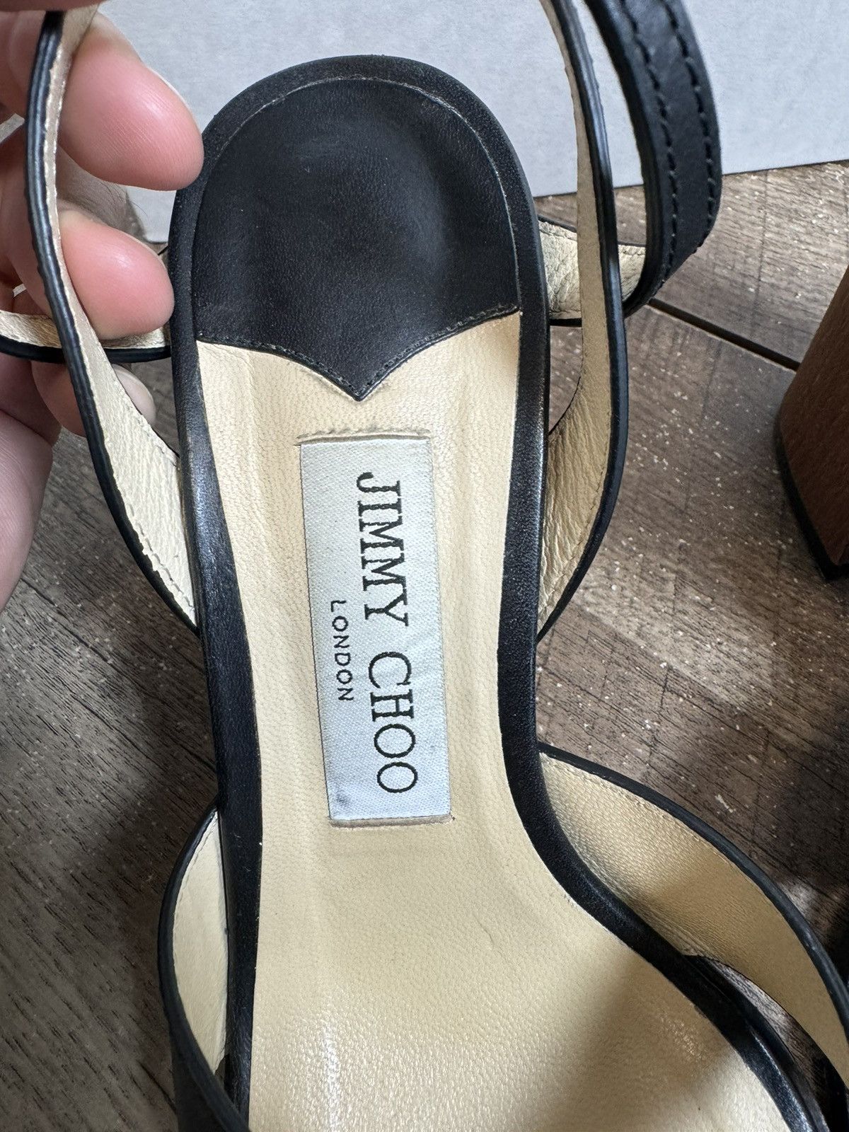 Jimmy Choo $795 Jimmy Choo "Joya" black leather heel 37.5EUR/ 7.5 Size US 7.5 / IT 37.5 - 4 Thumbnail