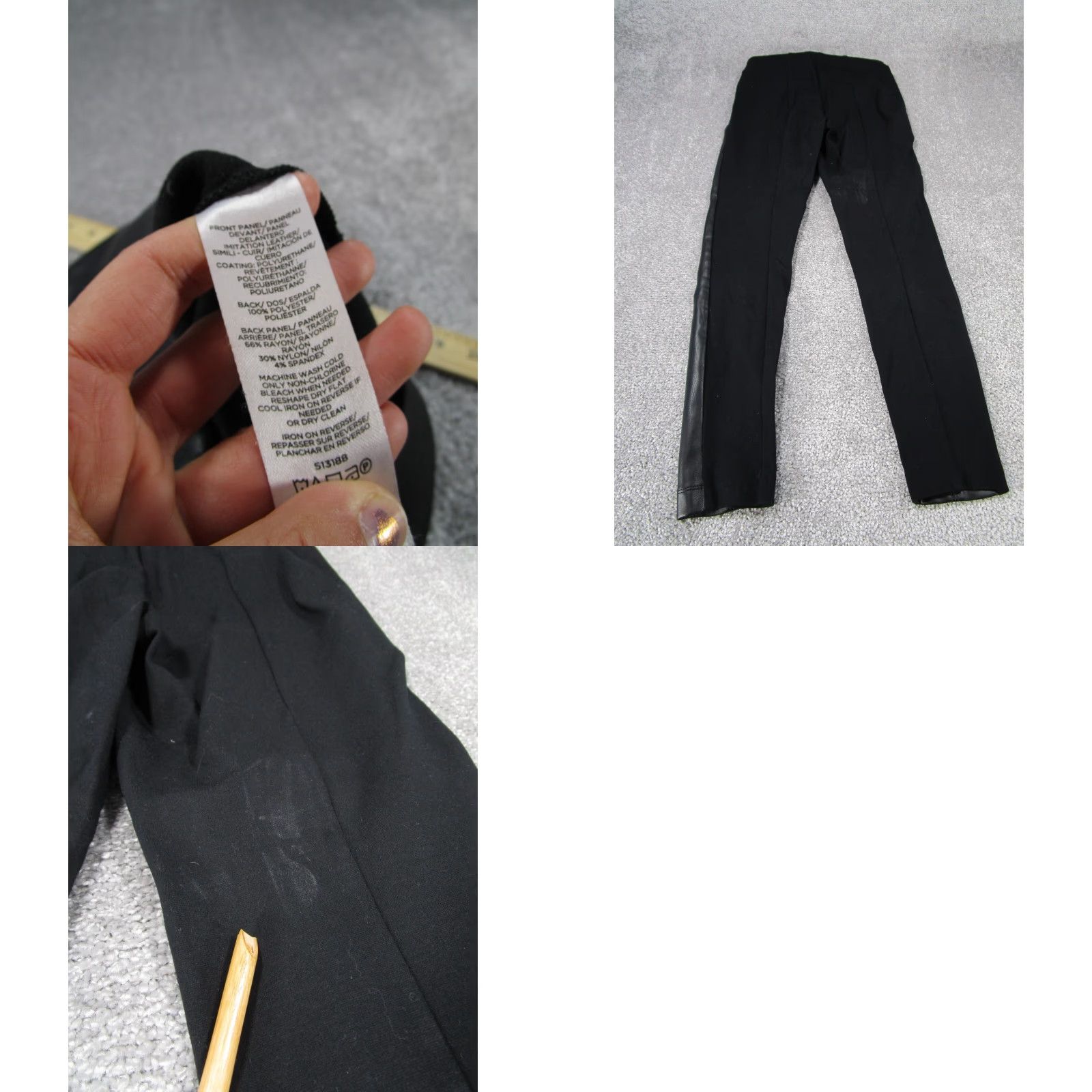 Ann Taylor VINTAGE Ann Taylor Leggings Women 00P Black Stretch Pleather Front Casual Ankle Womens Size 24" / US 00 / IT 34 - 8 Thumbnail