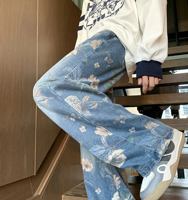 Japanese Brand Retro loose fitting wide leg printed jeans Size US 32 / EU 48 - 3 Thumbnail