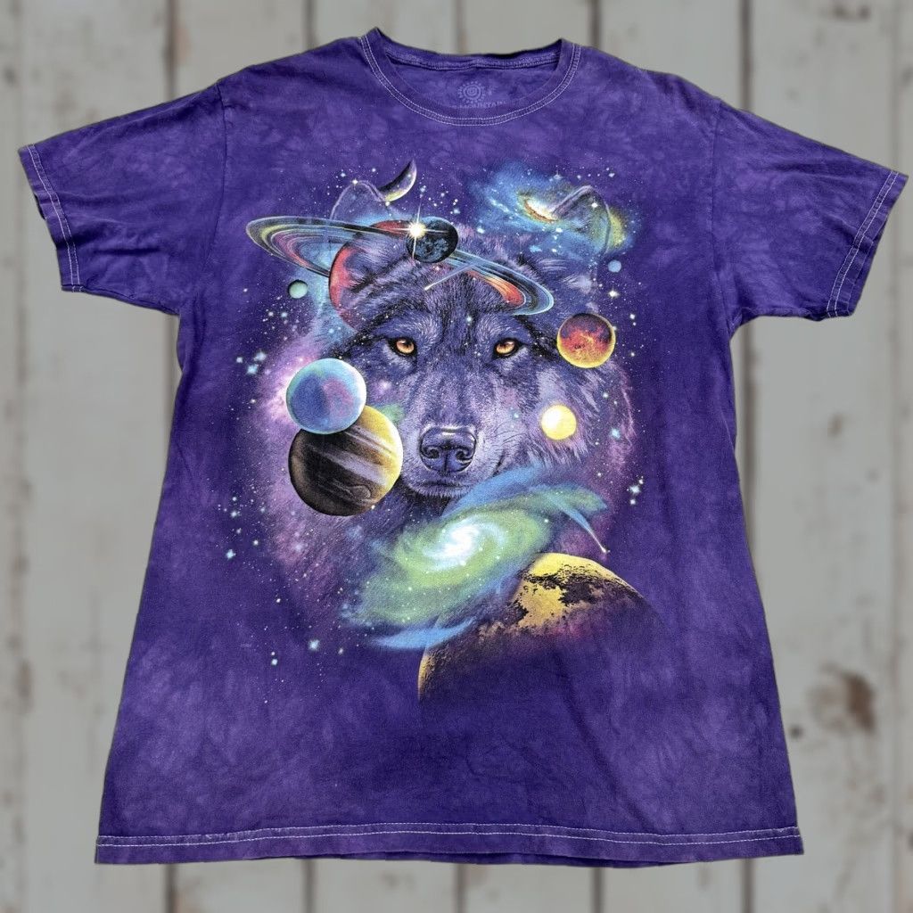The Mountain VINTAGE The Mountain Shirt Mens S Purple Wolf Galaxy Space Graphic Tie Dye Tee Size US S / EU 44-46 / 1 - 1 Thumbnail