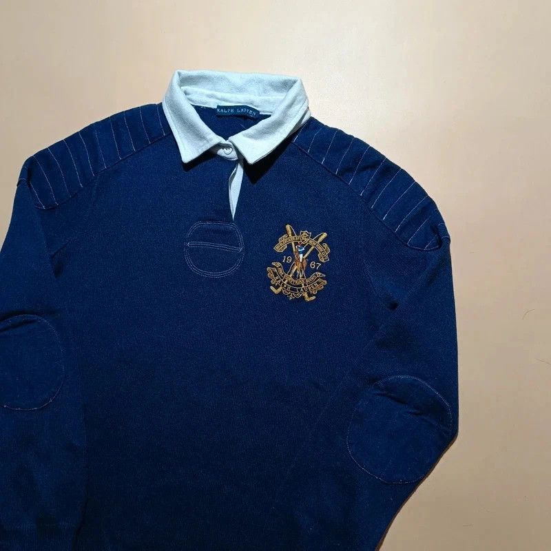 Ralph Lauren Ralph Lauren Blue Cashmere Blend Polo Shirt M Big Logo Size US M / EU 48-50 / 2 - 2 Thumbnail