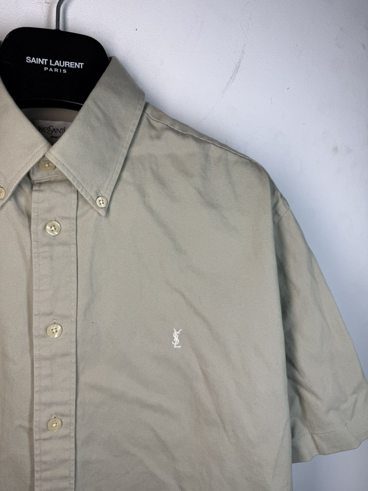 Yves Saint Laurent Beige YSL Shirt Short Sleeve Button Up Collar Vintage Y2K Size US M / EU 48-50 / 2 - 1 Thumbnail