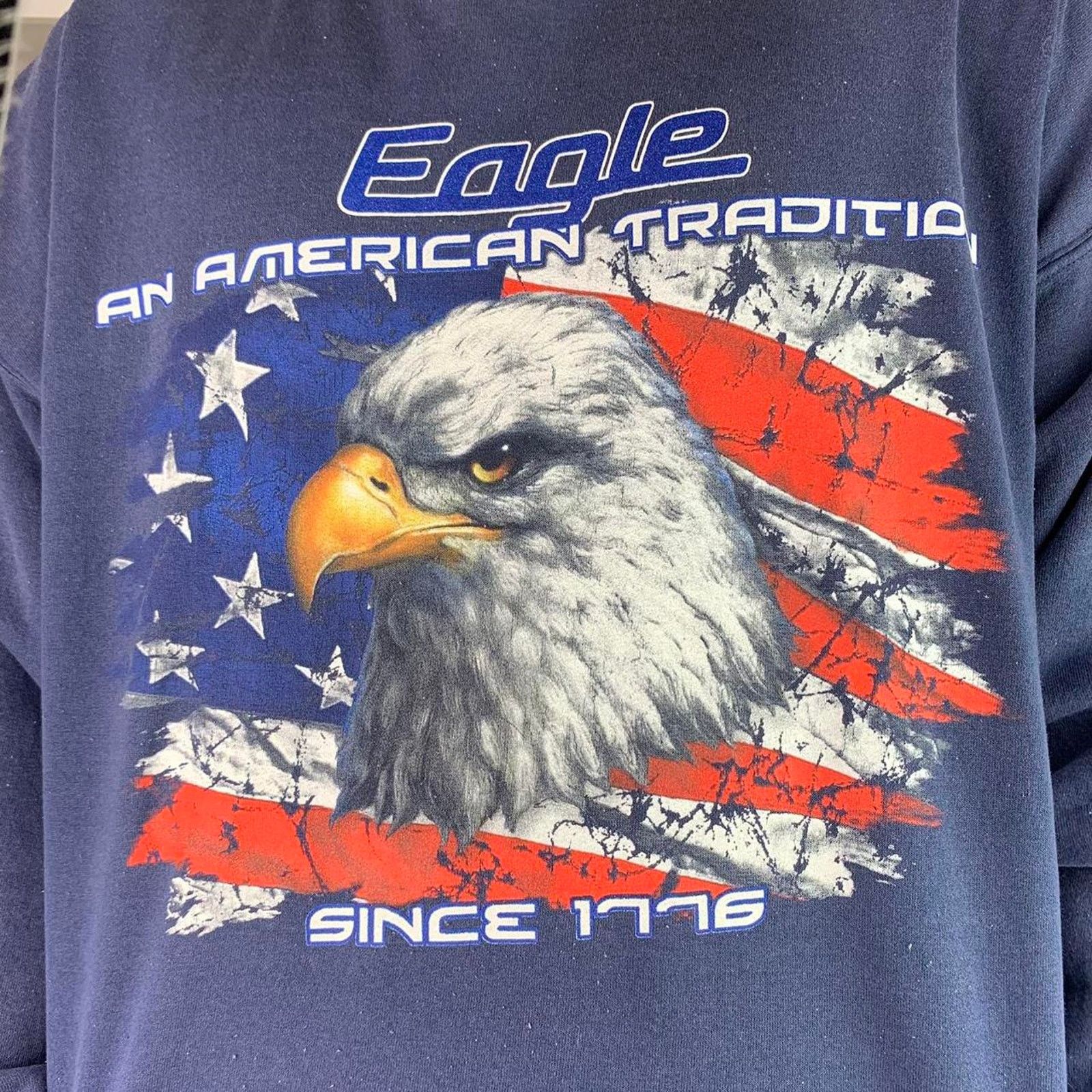 Vintage Vintage 90s Baggy Faded Patriotic Crewneck Sweatshirt Size US XL / EU 56 / 4 - 4 Thumbnail