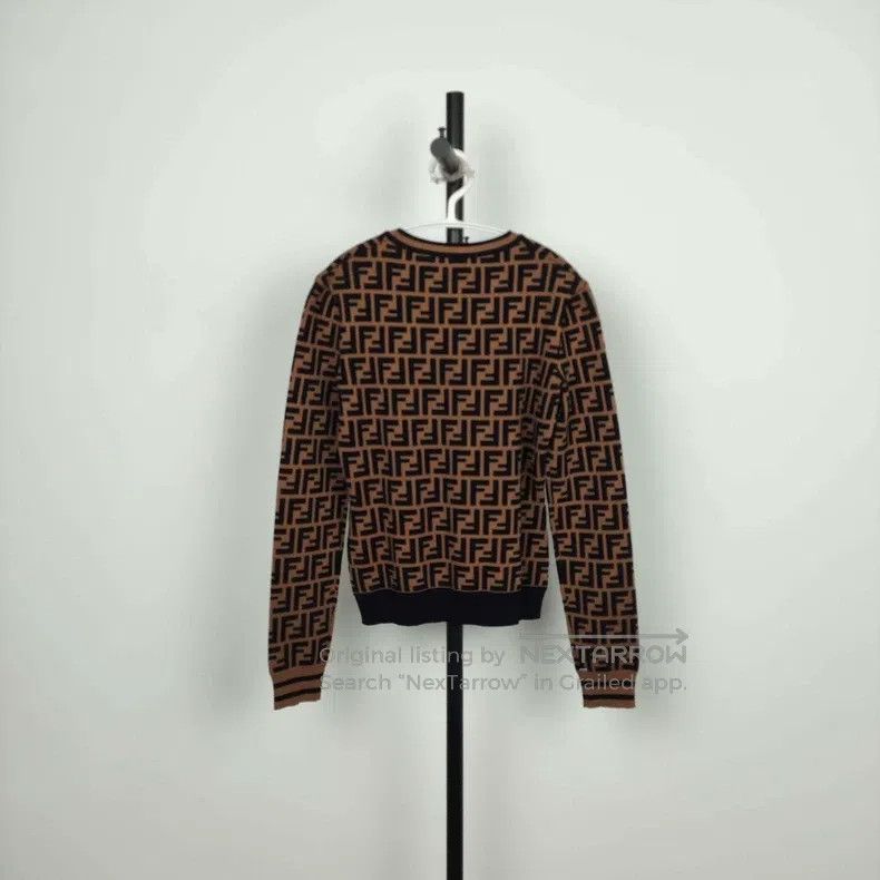Fendi Fendi Monogrammed logo knit long-sleeve, coffee Size XS / US 0-2 / IT 36-38 - 2 Thumbnail