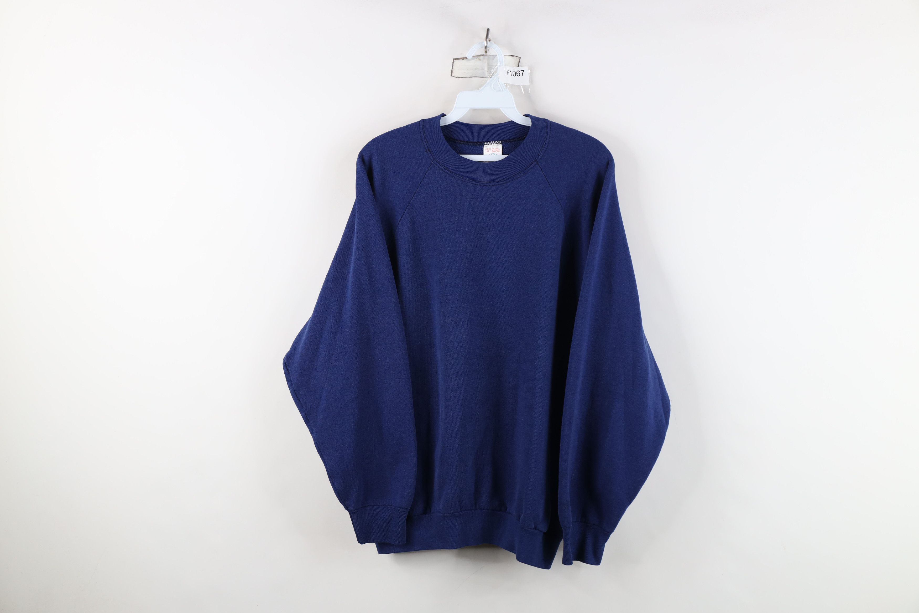 Vintage Vintage 90s Streetwear Blank Crewneck Sweatshirt Blue USA Size XL / US 12-14 / IT 48-50 - 1 Thumbnail