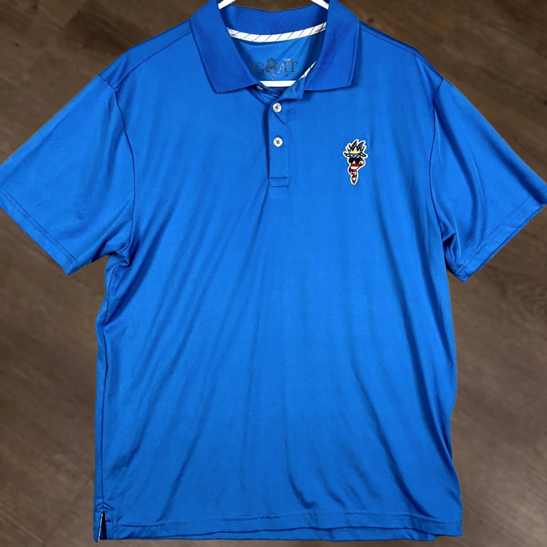 Vintage GOAT USA Polo Shirt Mens M Blue Short Sleeve Performance Golf Moisture Wicking Stretch Casual Activewear Size US M / EU 48-50 / 2 - 1 Thumbnail