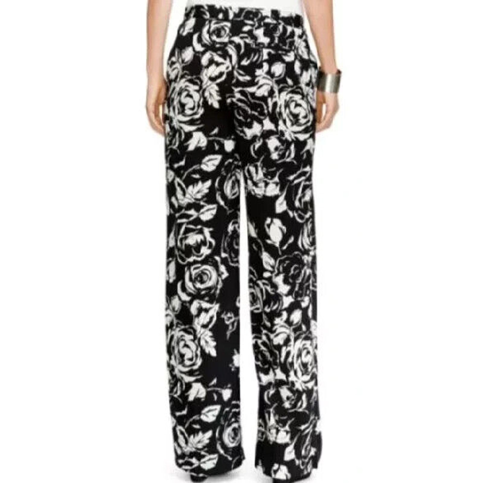 Ralph Lauren Black Label RALPH LAUREN BLACK & WHITE FLORAL PRINT WIDE LEG PANTS SZ 10 Size 32" / US 10 / IT 46 - 2 Thumbnail