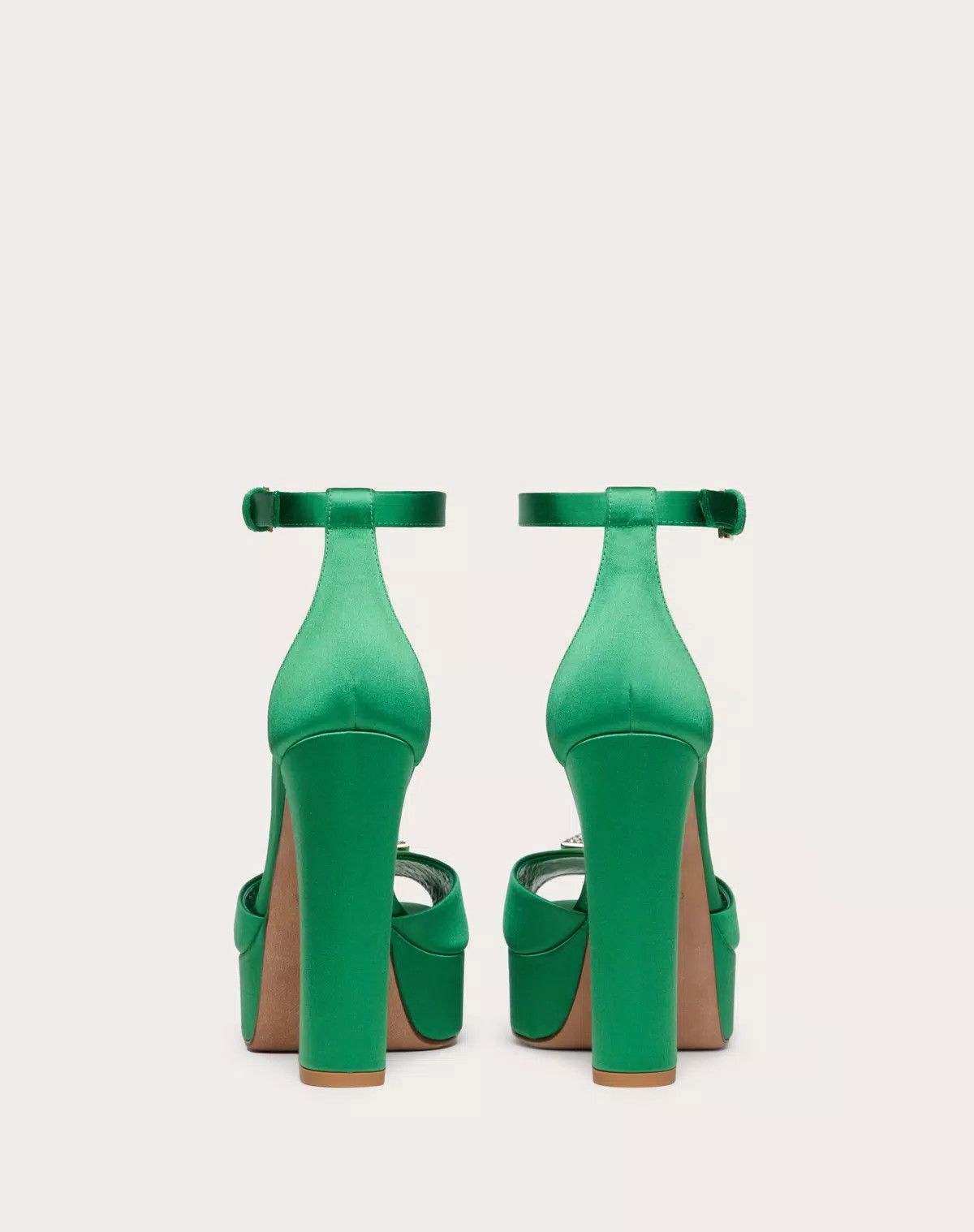 Valentino o1s1wg111125 One Stud Open-toe Satin Platform Pumps in Green Size US 7.5 / IT 37.5 - 3 Thumbnail