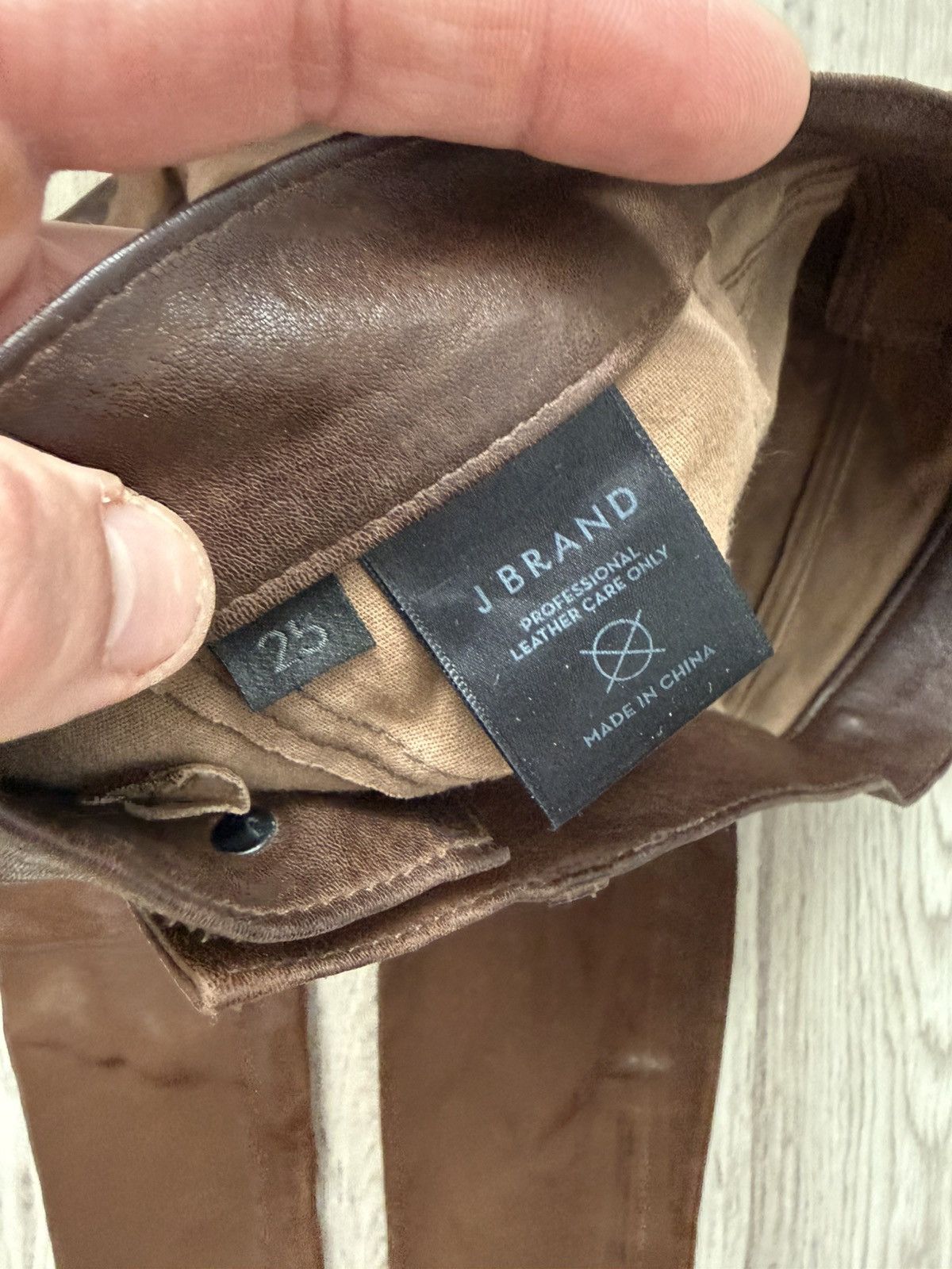 J Brand J Brand Brown Stretch Lamb Leather Zip Pants Size 25 Size 25" / US 0 / IT 36 - 21 Thumbnail