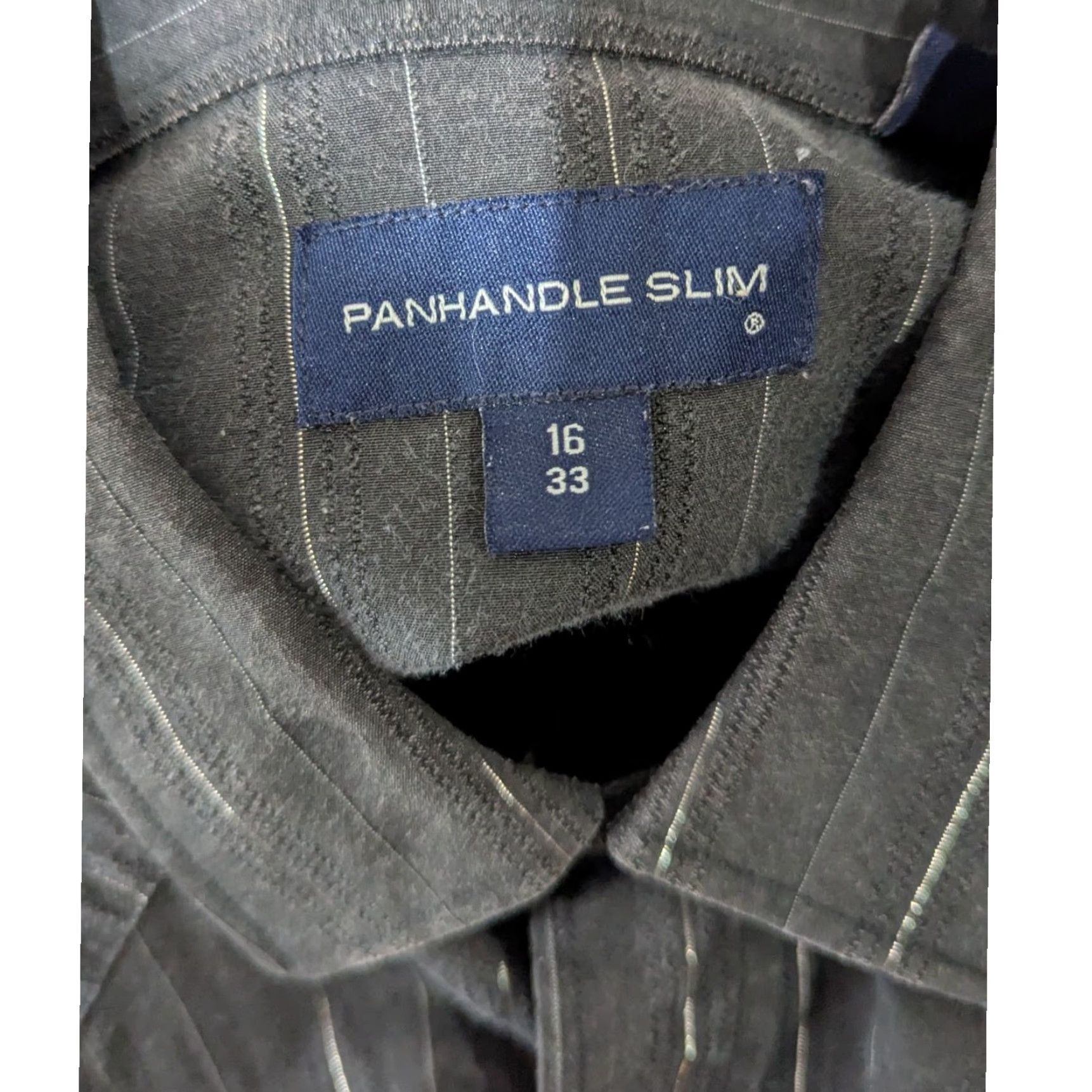 VINTAGE Panhandle Slim Pearl Snap Western Shirt Black Silver Stripes Mens 16-30 M-L Shirt Mens L Black Striped Western Cowboy Jacket Style