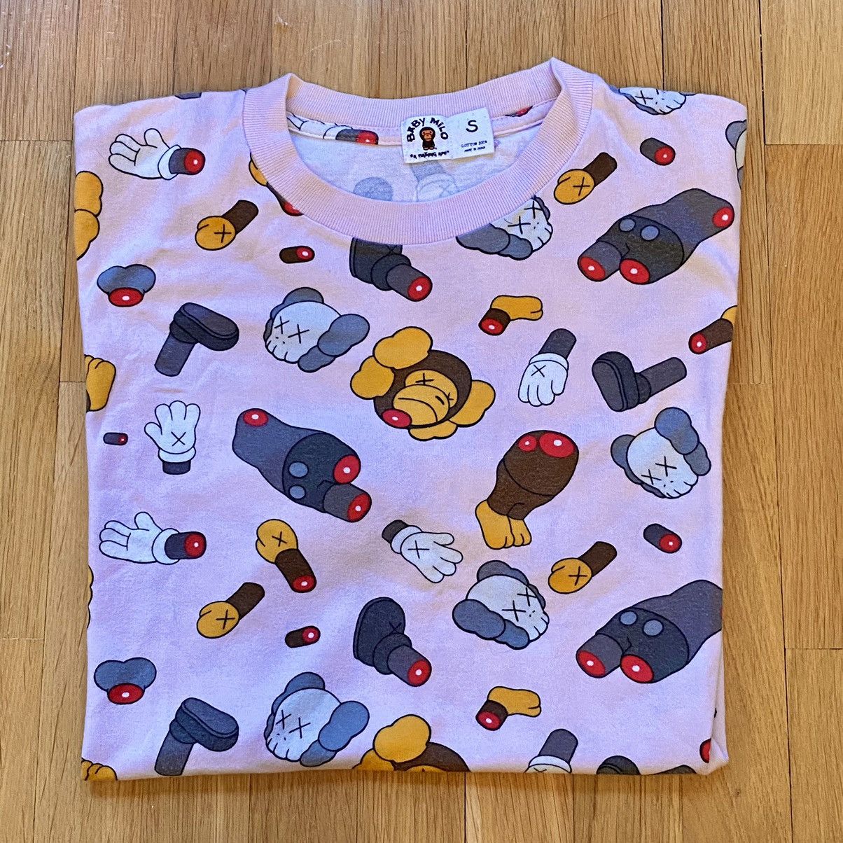 image of Bape x Kaws Baby Milo Dissected Tee in Pink, Men's (Size Small)