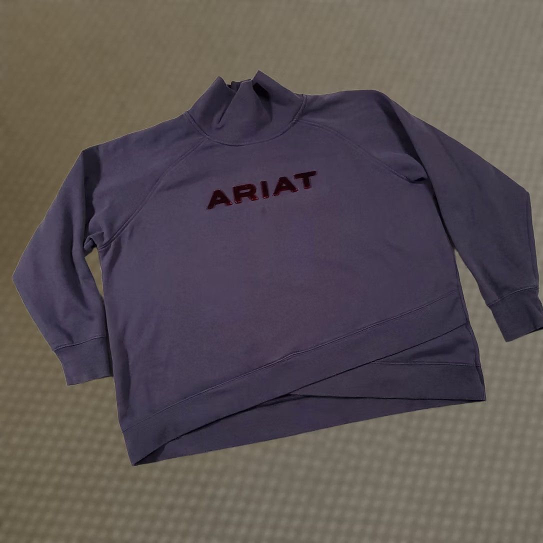 Ariat Ariat Sweatshirt Women's 2XL High Neck Velour Spell Out Logo Running Wrap Jumper Size XXL / US 16-18 / IT 52-54 - 1 Thumbnail