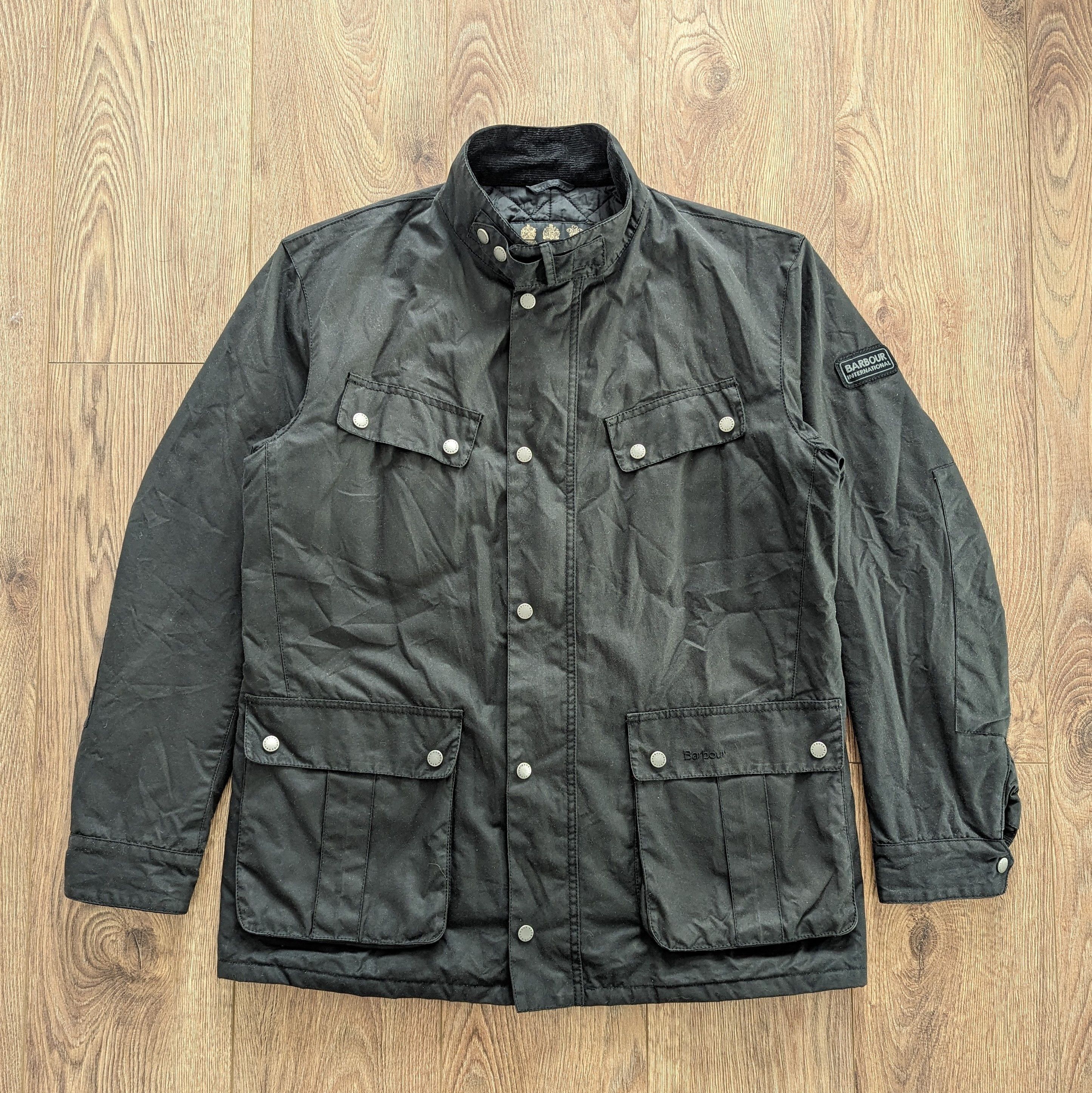 image of Barbour International Duke Wax Jacket XL Motorcycle Clothing in Black, Men's