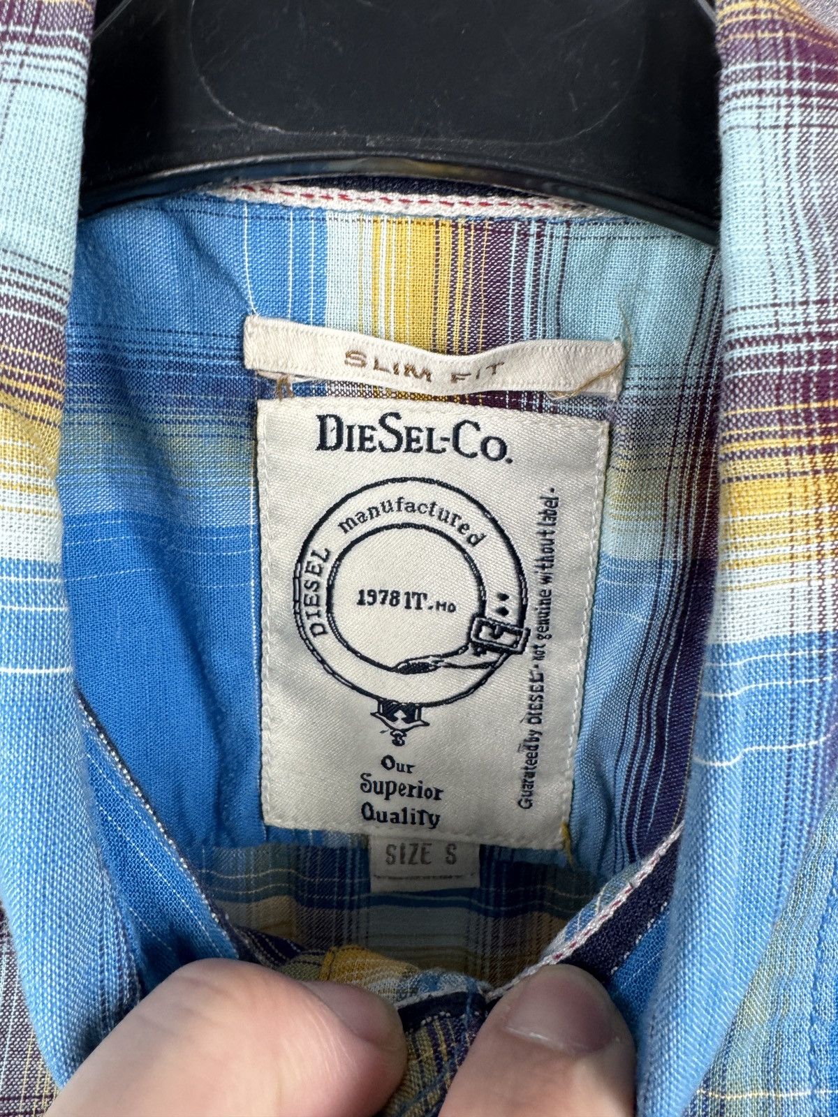 Diesel Diesel Plaid Utility Short Sleeve Button Up Shirt Blue Check Size US S / EU 44-46 / 1 - 7 Thumbnail