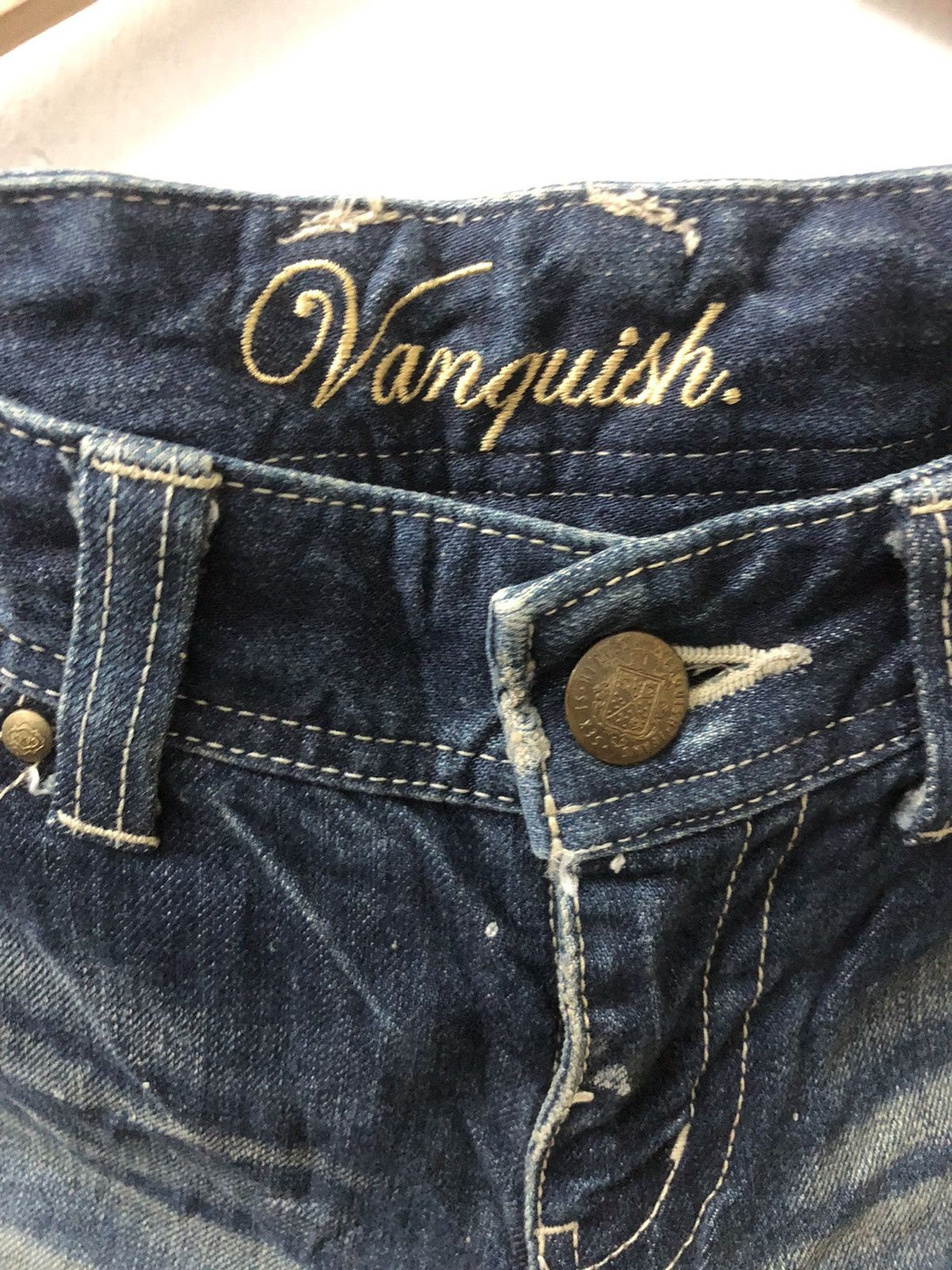 Japanese Brand × Vanquish Vanquish Destroyed Mud Wash Painted Jeans Size US 30 / EU 46 - 2 Thumbnail