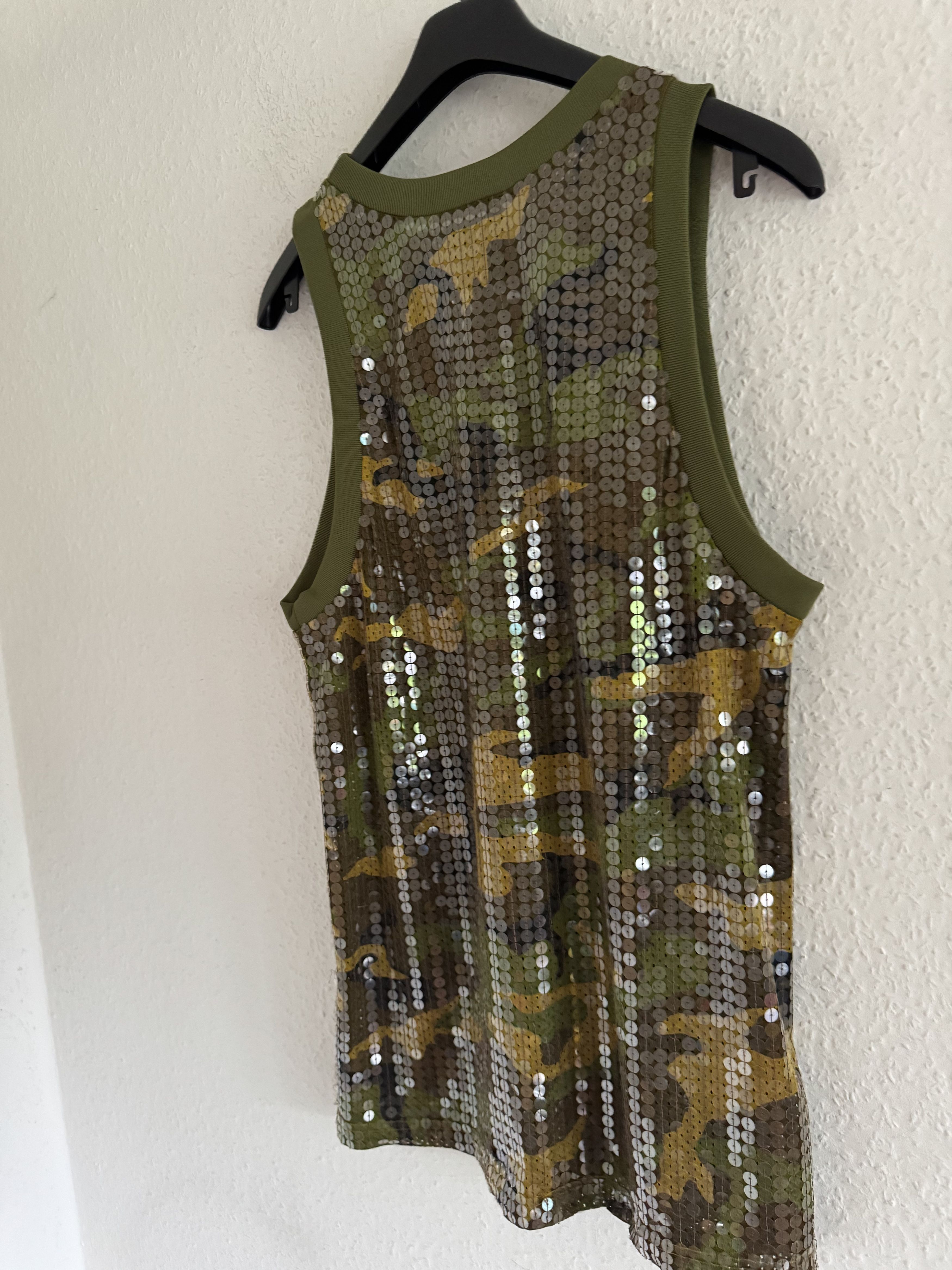 Jeremy Scott Sequin Camo Dress Tank Top Size US L / EU 52-54 / 3 - 8 Thumbnail