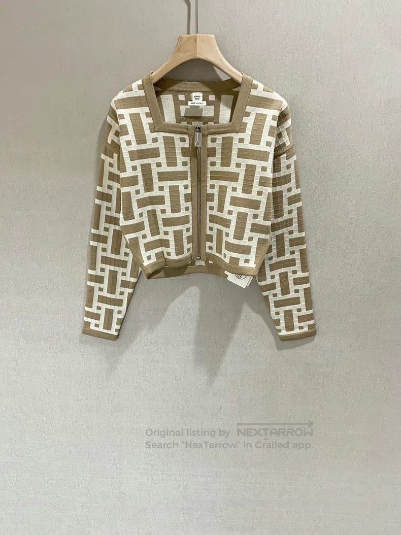 Hermes Hermes Maze mosaic color block sweater with zipper jacket Size XXS / US 00 / IT 34 - 1 Thumbnail