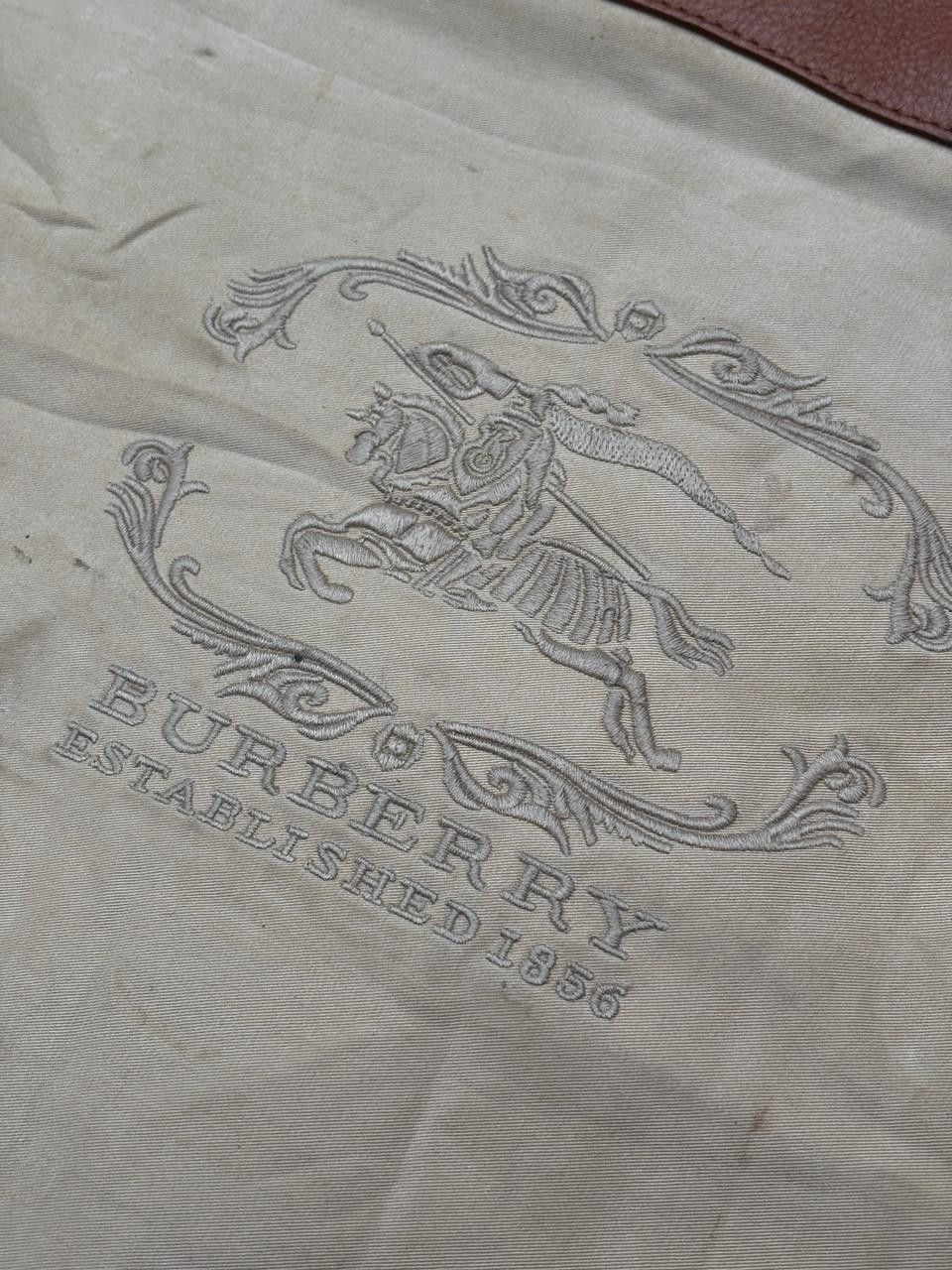 Burberry Vintage BURBERRY Embroidered Tote Bag Leather mix Canvas Size ONE SIZE - 3 Thumbnail