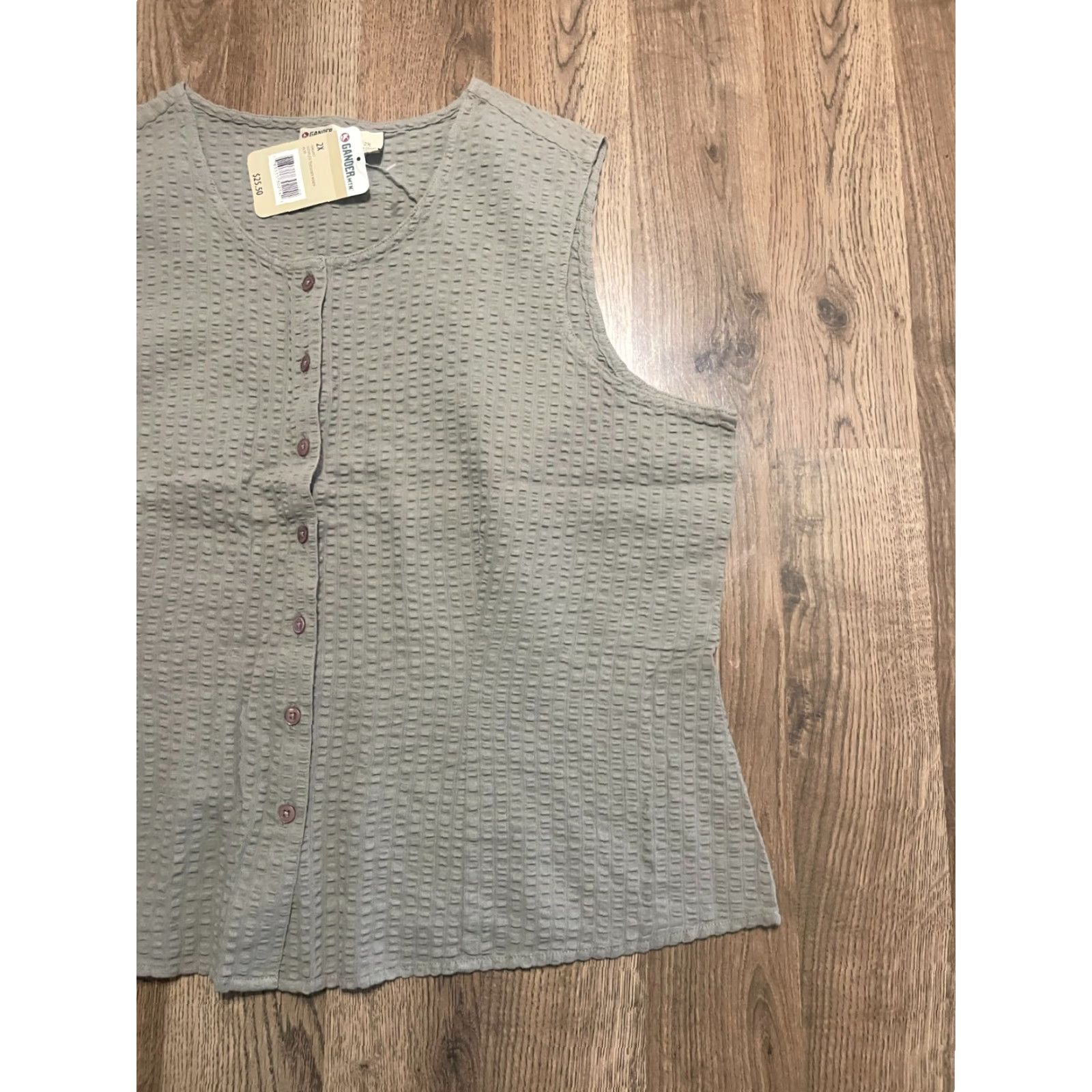 Vintage Gander Mountain Tank Top Women Plus Size 2X Green Button Up NWT Size XXL / US 16-18 / IT 52-54 - 4 Thumbnail