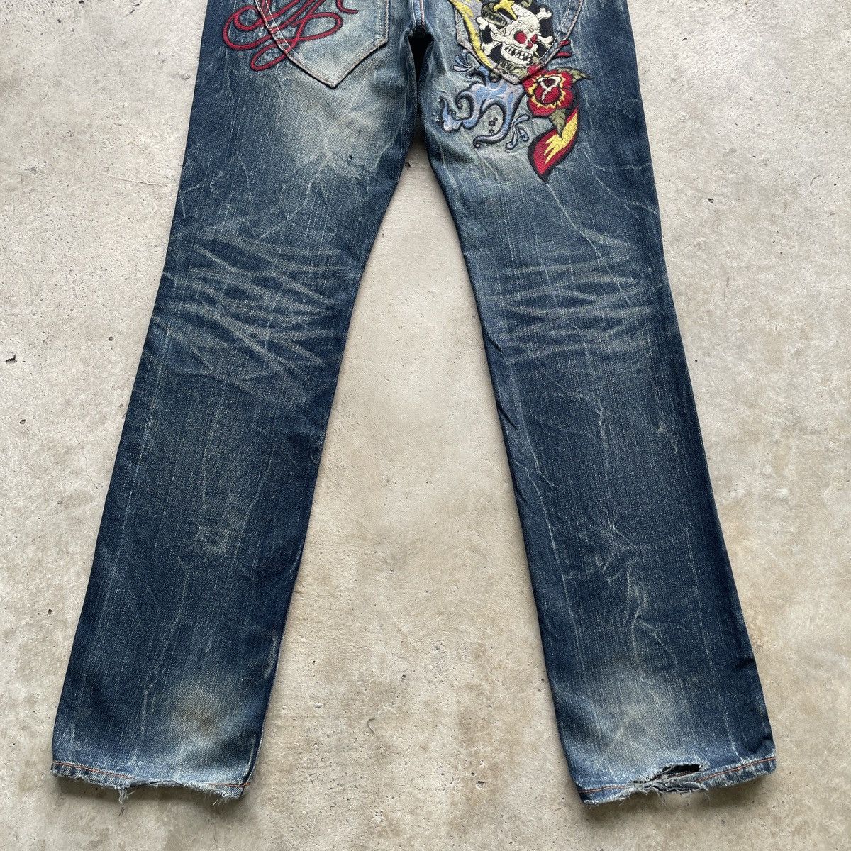 Japanese Brand W31💥 Red Pepper Japan Embroided Skull Rusty Jeans Pants RARE Size US 31 - 14 Thumbnail