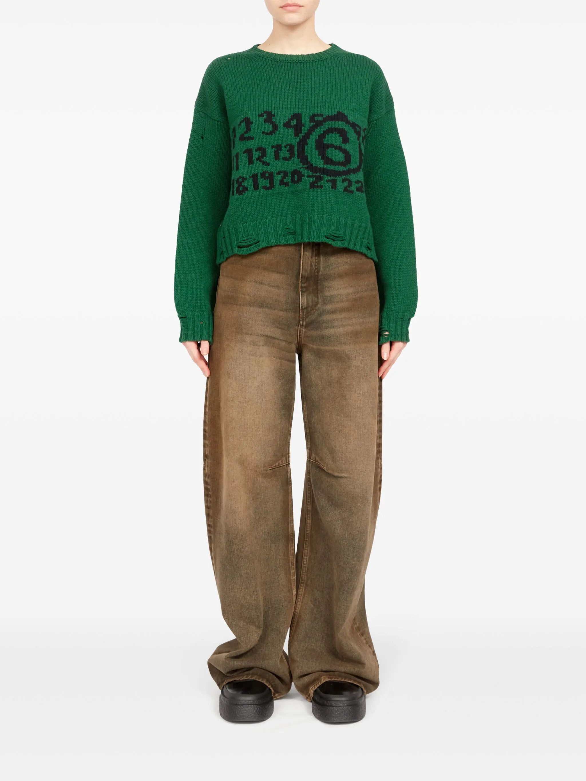 Maison Margiela oc11z0825 Crewneck Sweater in Green Size XS / US 0-2 / IT 36-38 - 2 Thumbnail