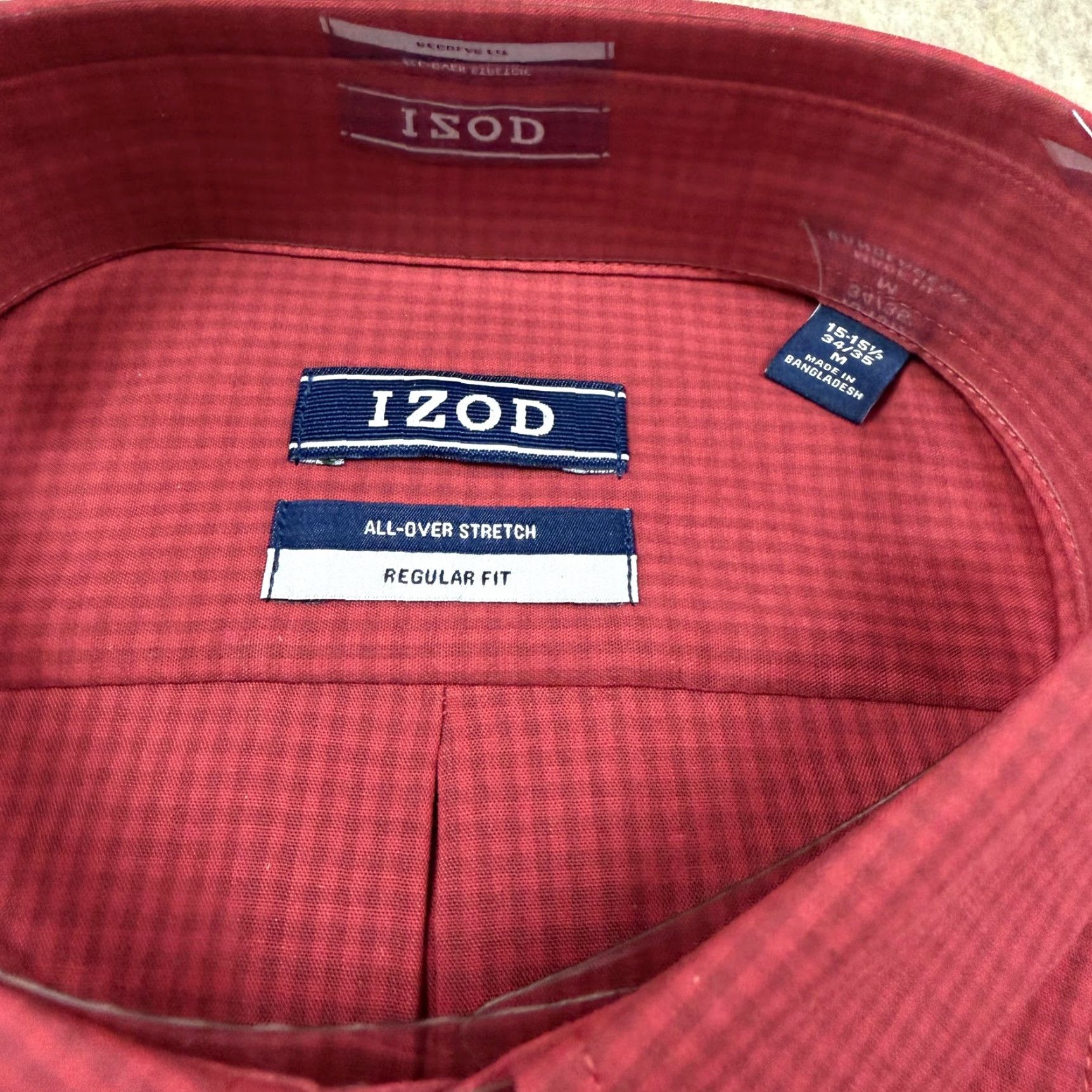 Izod IZOD Shirt Mens M Red All-Over Stretch Regular Button-Down 15-15.5 34-35 Dress Shirt Wrinkle-Resistant Check Collar-Down Vintage No Size US M / EU 48-50 / 2 - 4 Thumbnail