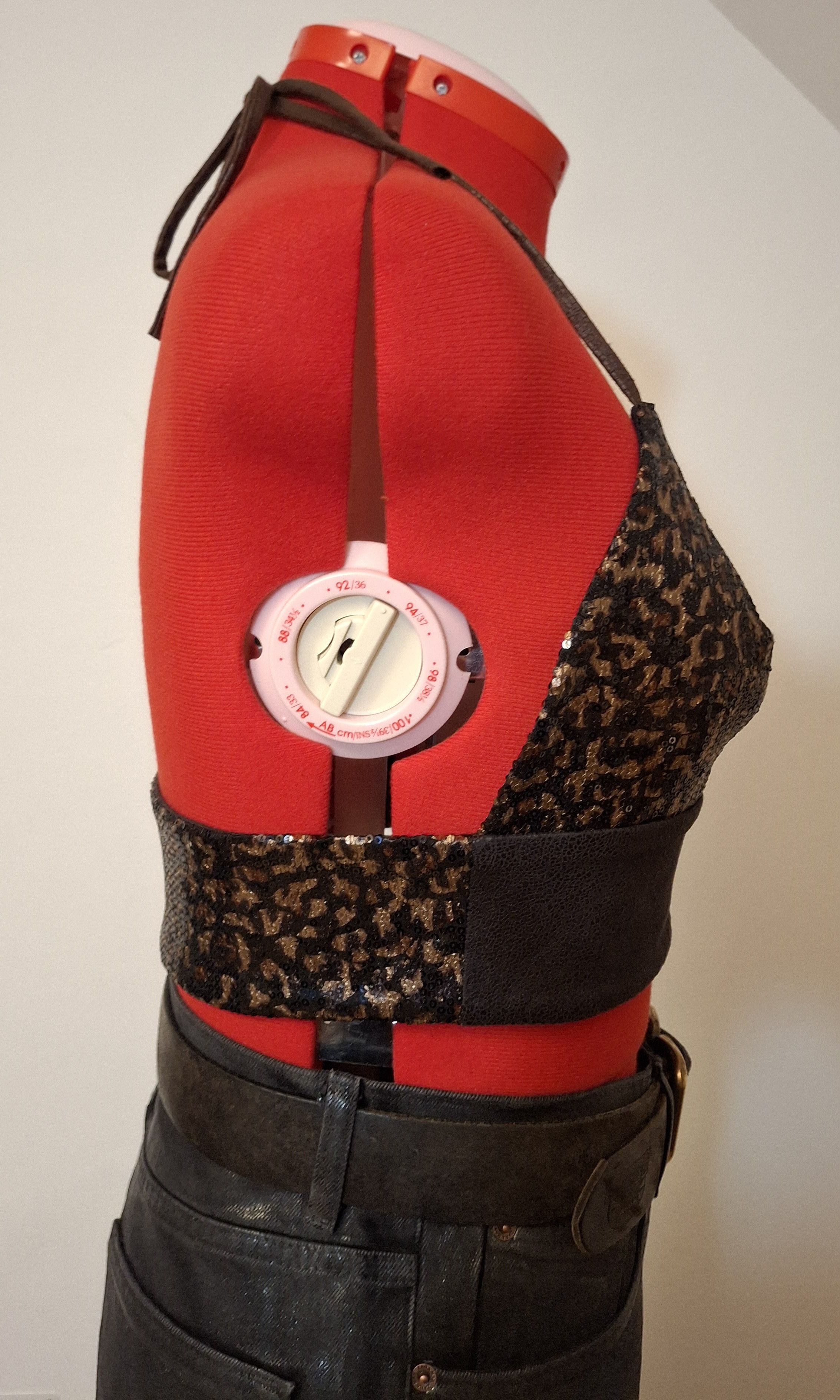 Handmade ​1/1 Sequin & Vegan Leather Bustier - Glam Western Top Size L / US 10 / IT 46 - 2 Thumbnail