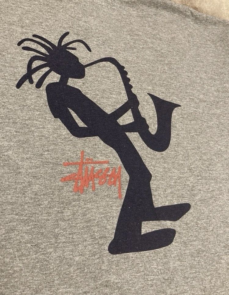 Vintage Vintage 90s Stussy International Outdoor Jazzman Sax T-shirt Size US M / EU 48-50 / 2 - 2 Thumbnail