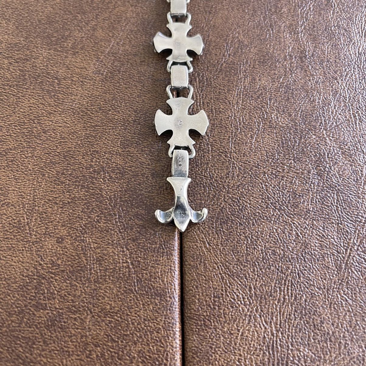 A&G Rock 925 Sterling Silver Cross Link Fleur De Lis Bracelet Size ONE SIZE - 5 Thumbnail