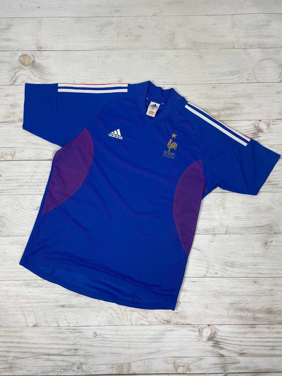 image of Vintage Adidas France 2002 2004 Home Football Shirt Jersey in Blue, Men's (Size Medium)