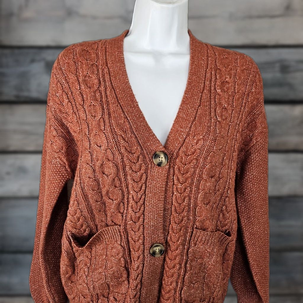 Joie Joie Cardigan Sweater XS Women Button Front Cable Knit Solid Brown Rayon Blend Size XS / US 0-2 / IT 36-38 - 1 Thumbnail