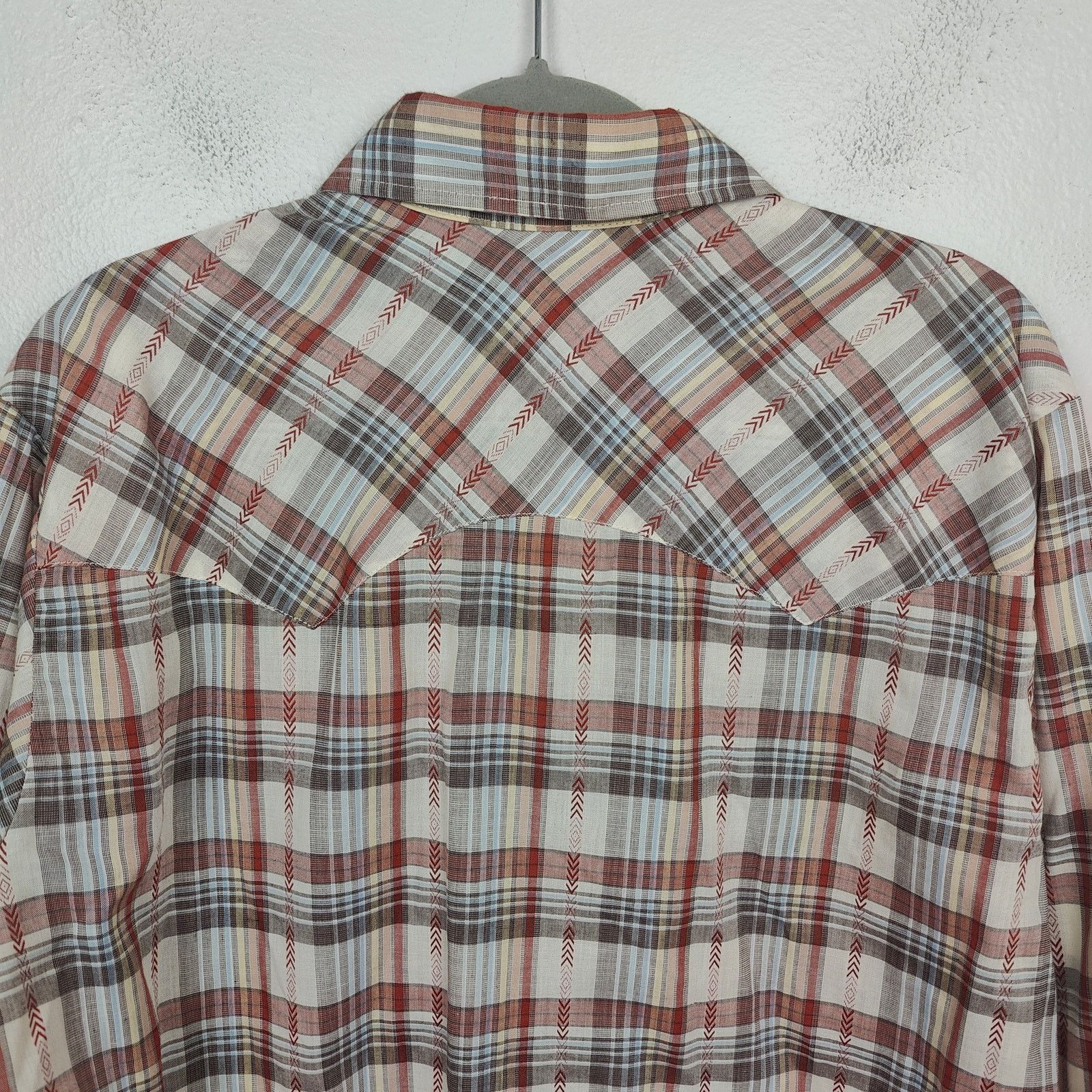 Levi's Vintage 70s Levi's Pearl Snap Shirt Mens Large Tan Red Plaid Size US L / EU 52-54 / 3 - 3 Thumbnail