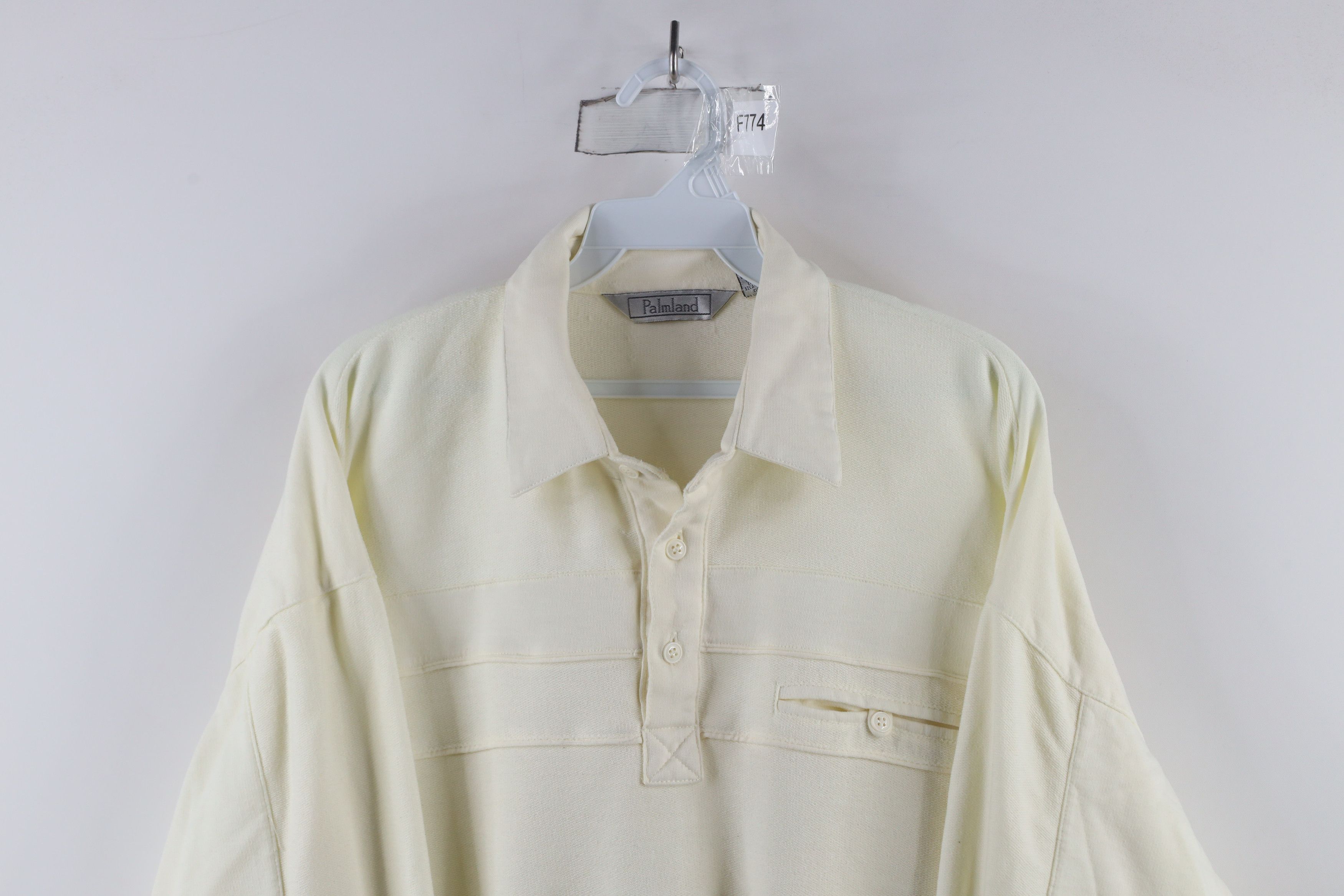 Vintage Vintage 90s Streetwear Block Pullover Long Sleeve Polo Cream Size US L / EU 52-54 / 3 - 2 Thumbnail
