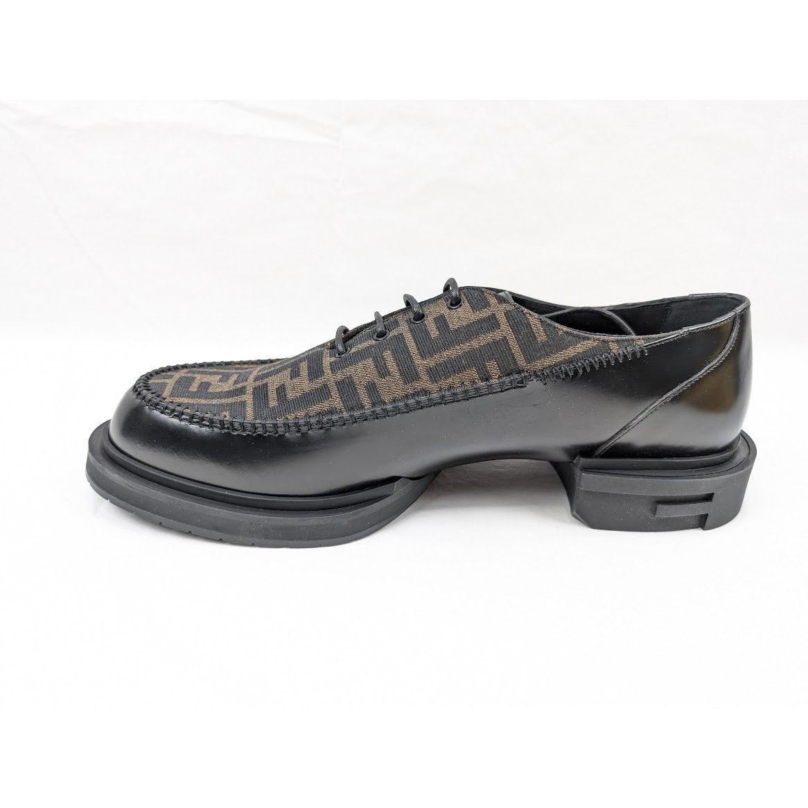 Fendi o1rshd1 Lace Up Fabric Calf Leather Boots Shoe Tabacco/Black Size US 12 / EU 45 - 10 Thumbnail