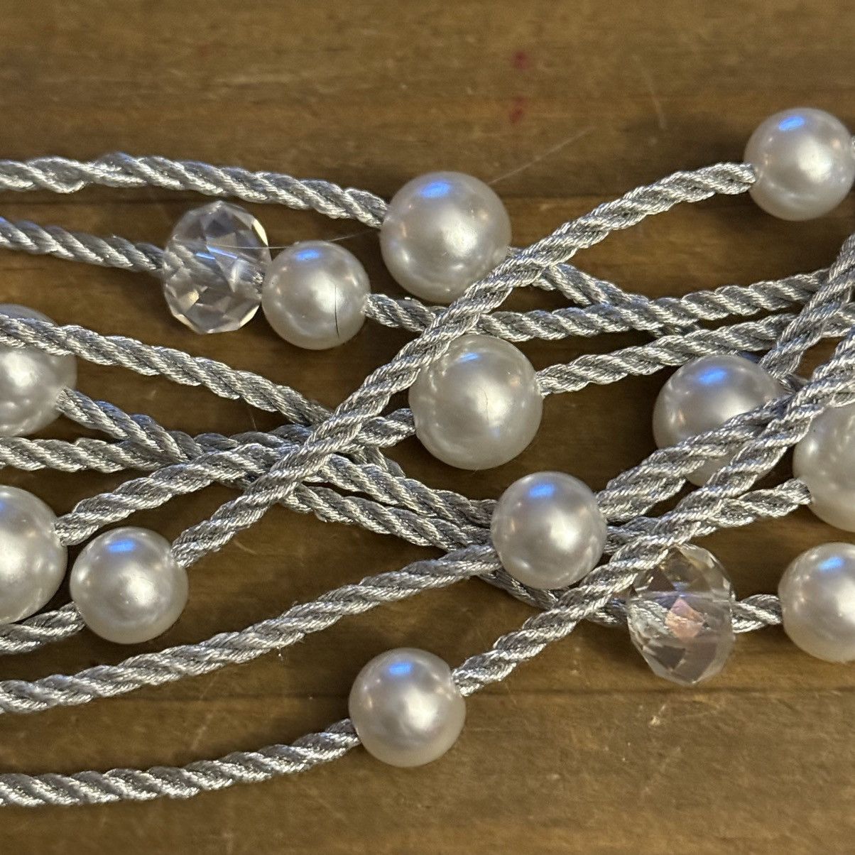 Other New York & Company multi strand silver cord /pearls necklace Size ONE SIZE - 3 Thumbnail