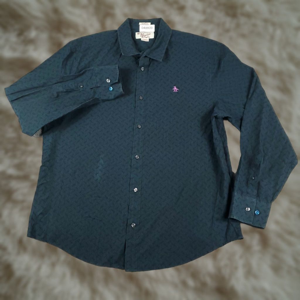 Original Penguin Original Penguin Blue Check Button-Up Shirt Mens XL Long Sleeve Casual Size US XL / EU 56 / 4 - 1 Thumbnail