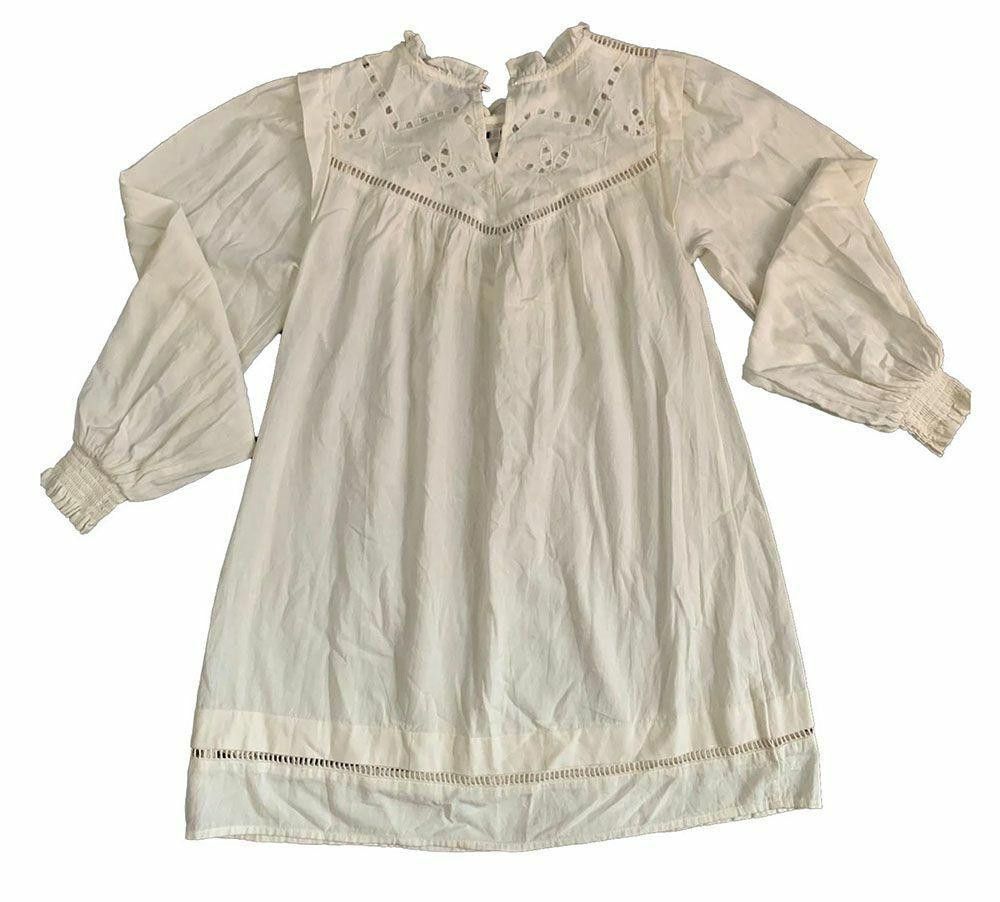 Designer New White Dress Pull & Bear S Hippie Country Size S / US 4 / IT 40 - 2 Thumbnail