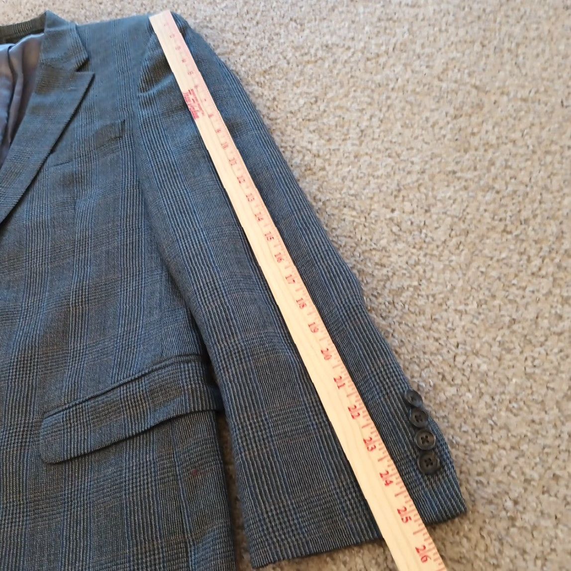 Ralph Lauren Lauren Ralph Lauren Blazer Mens 42 Long Gray Blue Plaid Two Button Single Vent Jacket Size 42R - 3 Thumbnail