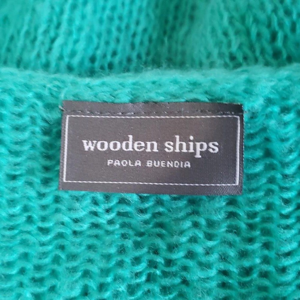 Designer CT1928 Wooden Ships Aqua Lightweight V-neck Sweater S/M Size S / US 4 / IT 40 - 5 Thumbnail