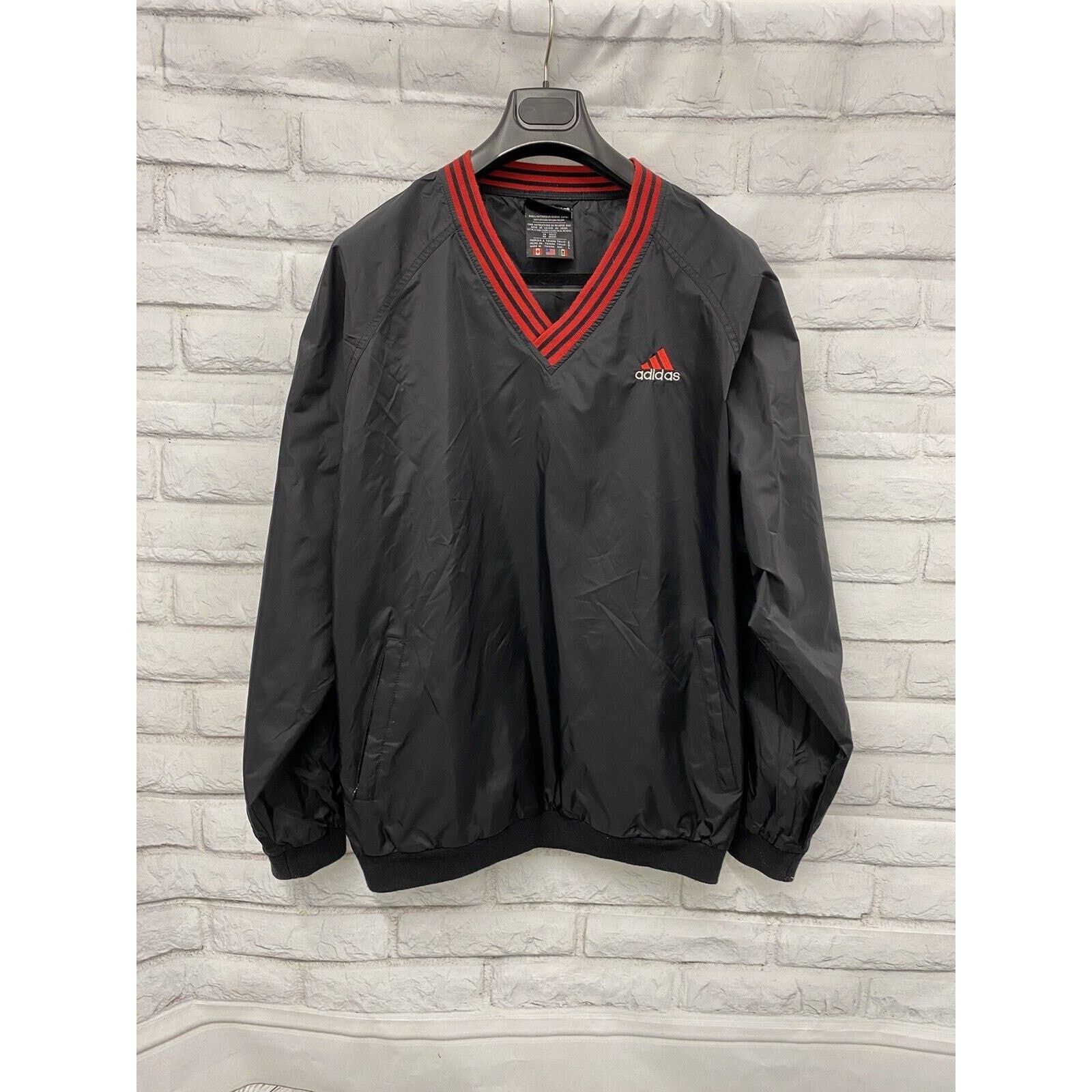 Adidas Vintage 90s Adidas V Neck Nylon Windbreaker Pullover Size L Size US L / EU 52-54 / 3 - 6 Thumbnail