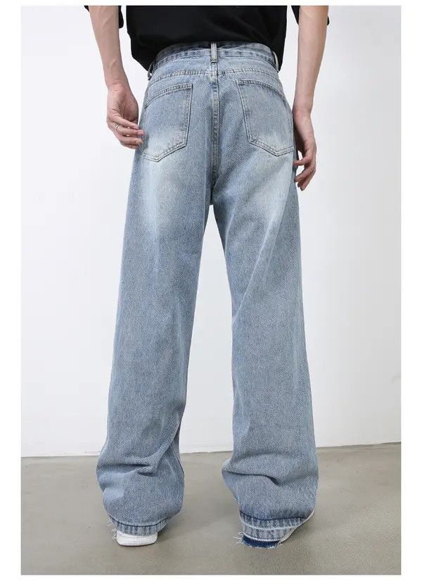 Japanese Brand Man American retro street men's versatile loose ripped jeans Size US 32 / EU 48 - 7 Thumbnail