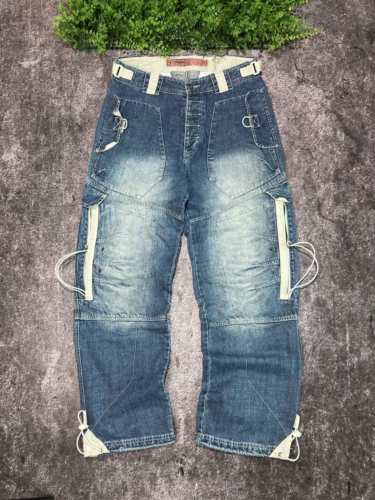 JNCO Vintage Y2K Fishbone Multi-pocket Flared Washed Jeans Pants Size US 30 / EU 46 - 1 Thumbnail