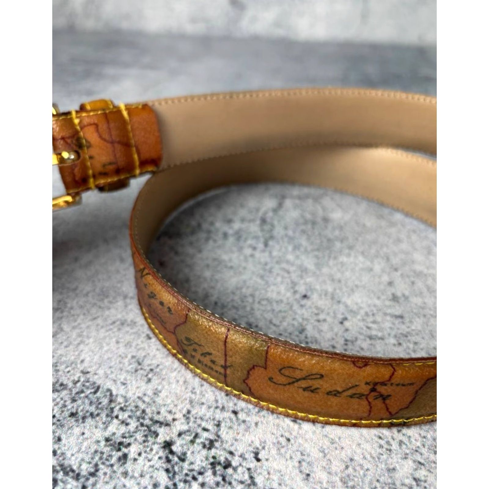 Alviero Martini Alviero Martini Leather Belt Women's Belt Brown Wide Buckle 90s London Classic Vintage: No Size ONE SIZE - 7 Thumbnail