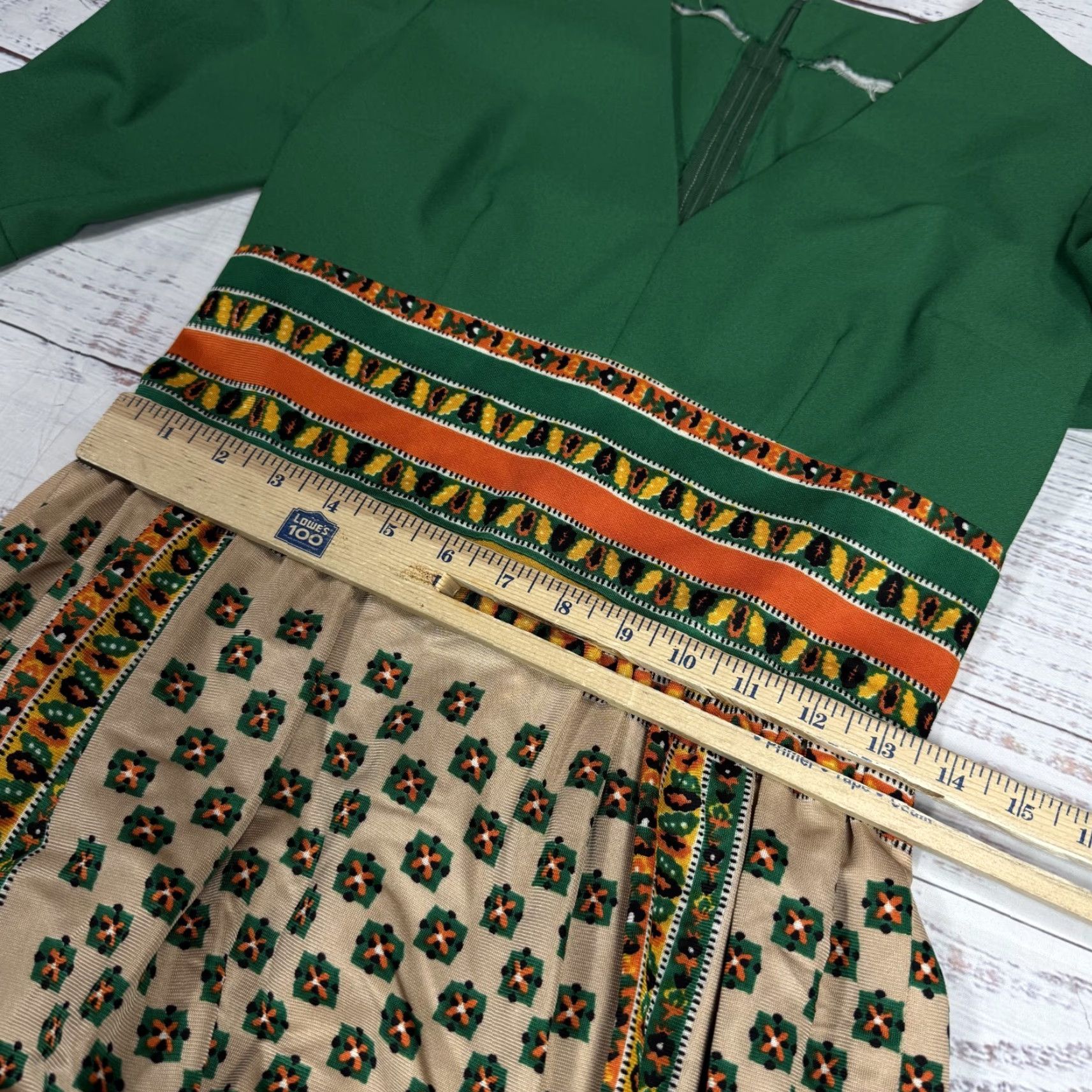 Vintage VINTAGE Green Long Maxi Dress Hippie Peasant V-Neck Back Zip XS Womens Size XS / US 0-2 / IT 36-38 - 3 Thumbnail