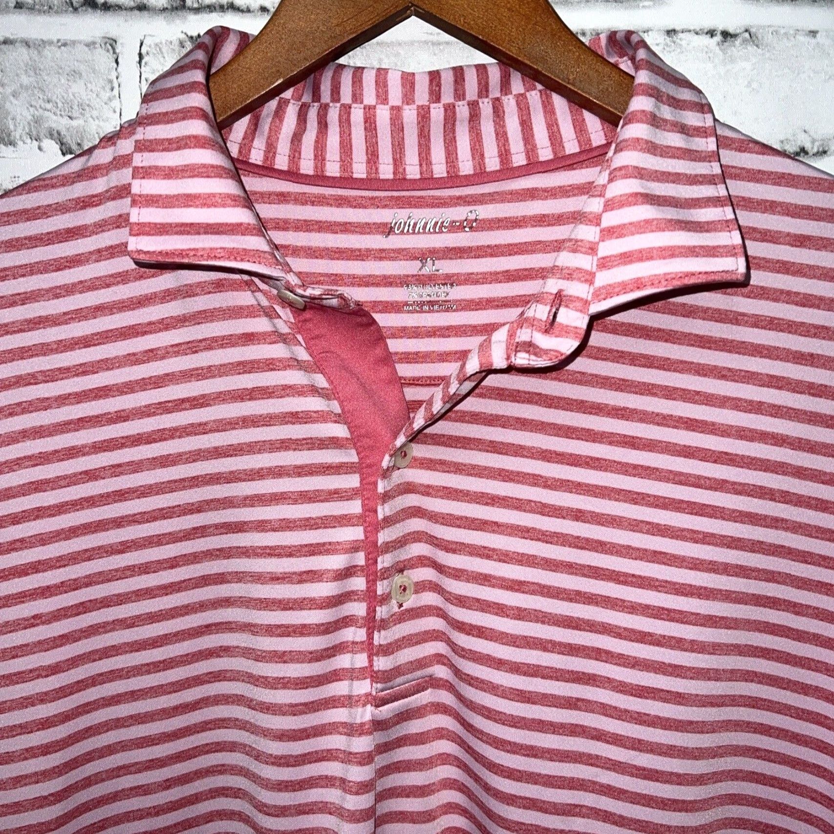 johnnie-O johnnie-O Polo Shirt Mens XL Pink Striped Polo Shirt XL Mens Pink Striped Pattern Size US XL / EU 56 / 4 - 2 Thumbnail