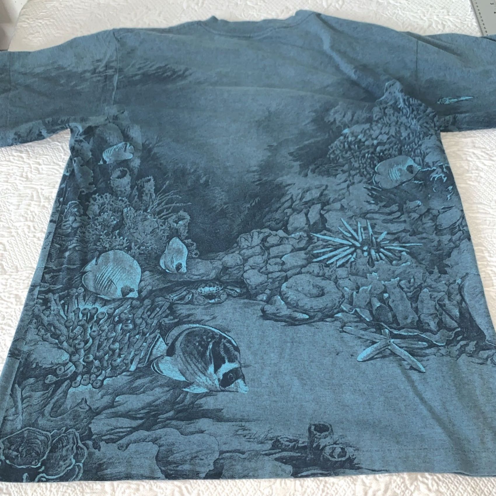 Habitat VINTAGE 1994 Habitat Signal Sharks Ocean Nature Mens Shirt L Blue All Over Print Size US L / EU 52-54 / 3 - 8 Thumbnail